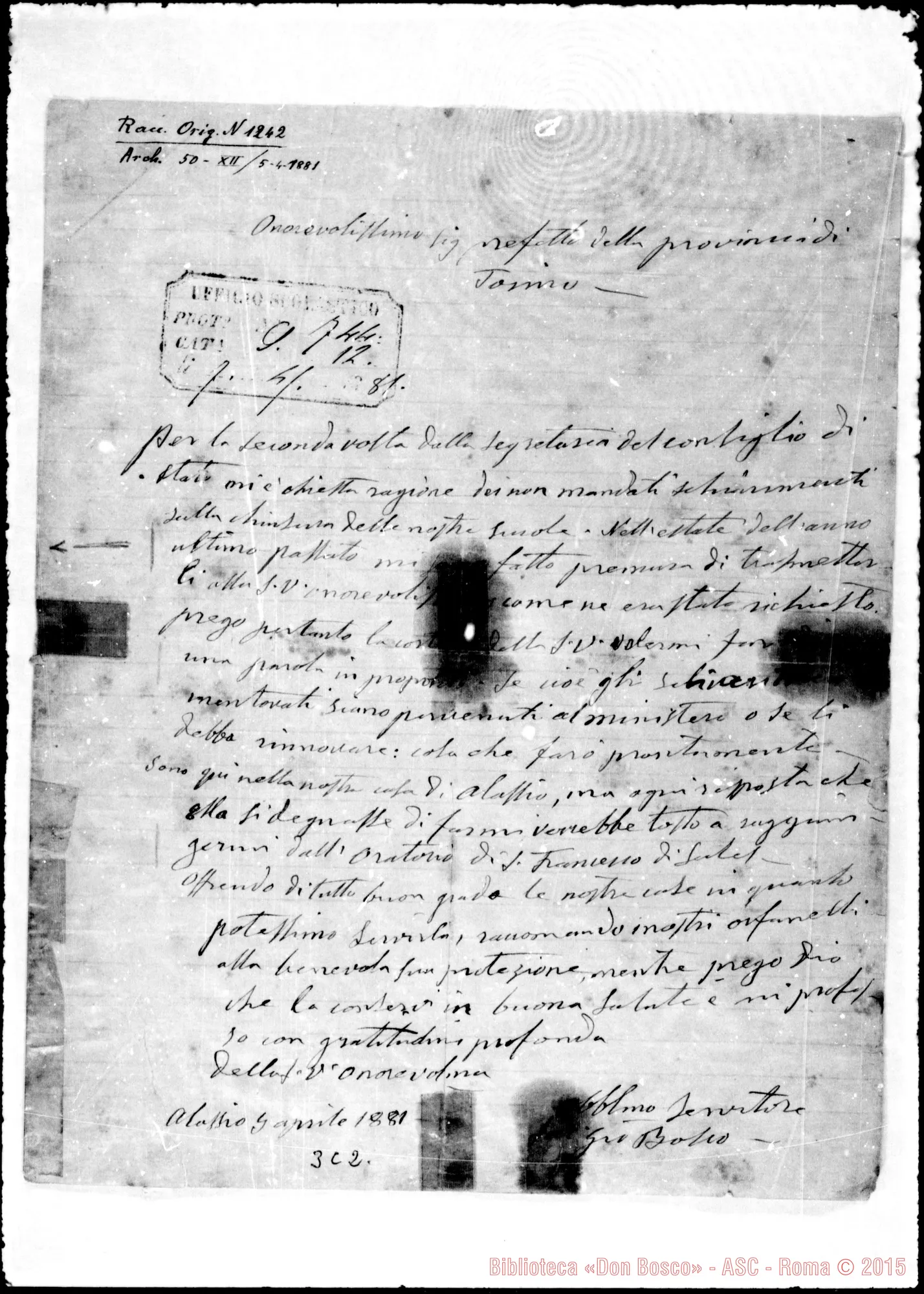 Fotogramma C 2 — Autorità: Prefetti: Casalis