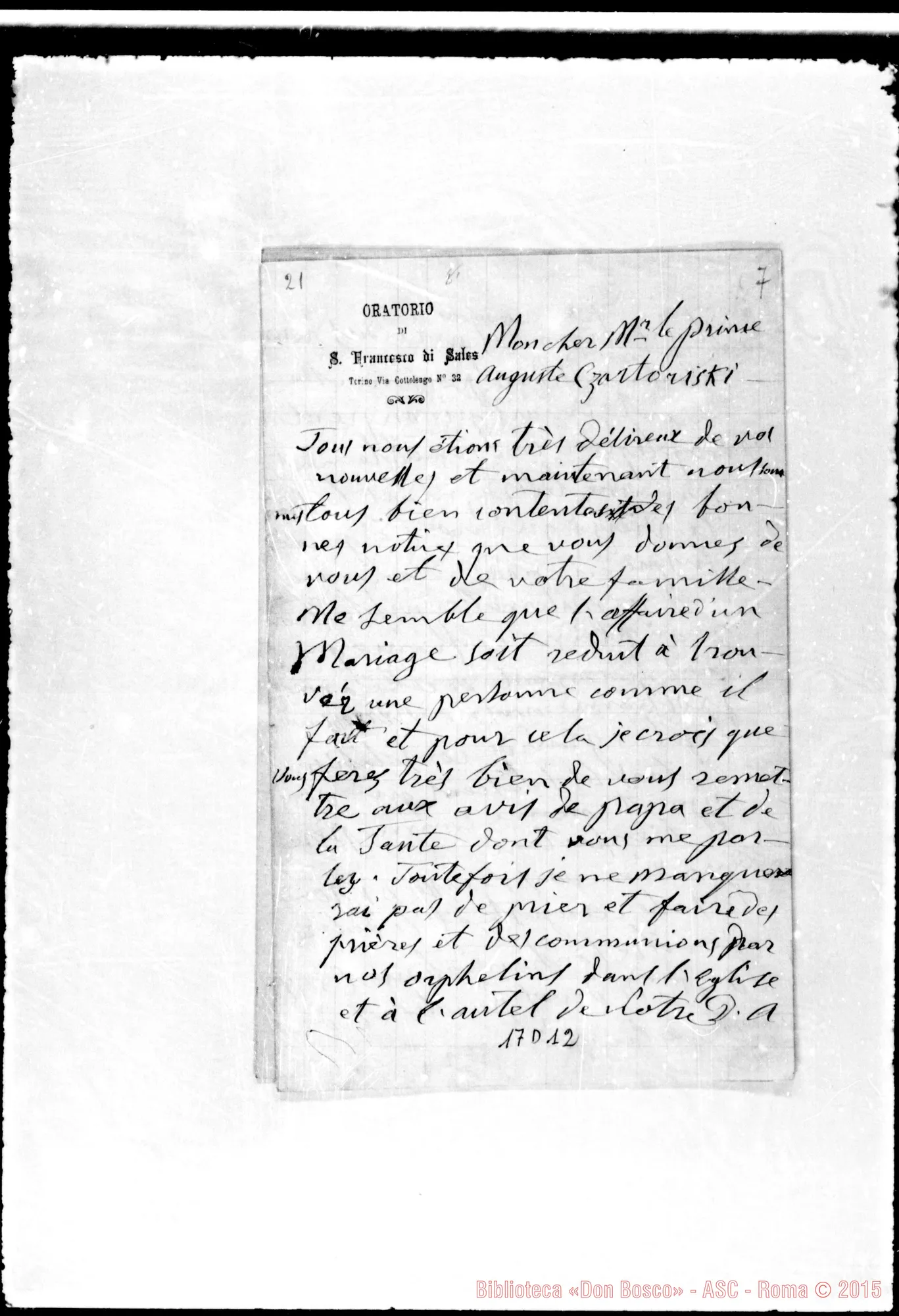 Fotogramma D 12 — Czartoryski Augusto, sac. SDB