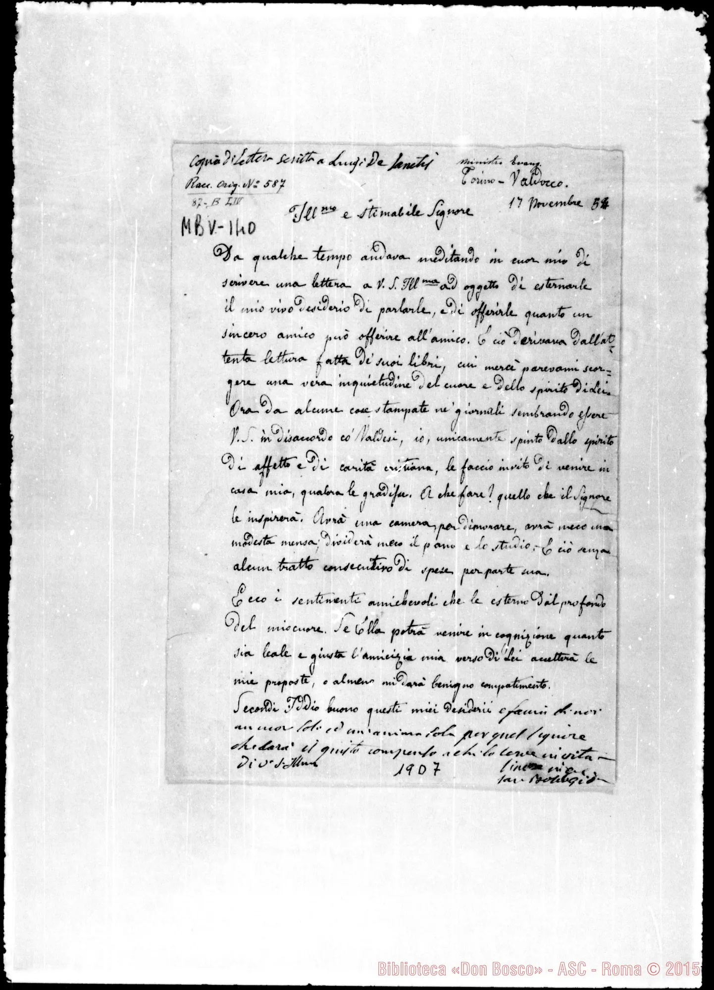 Fotogramma D 7 — De Sanctis Luigi, Ministro Valdese