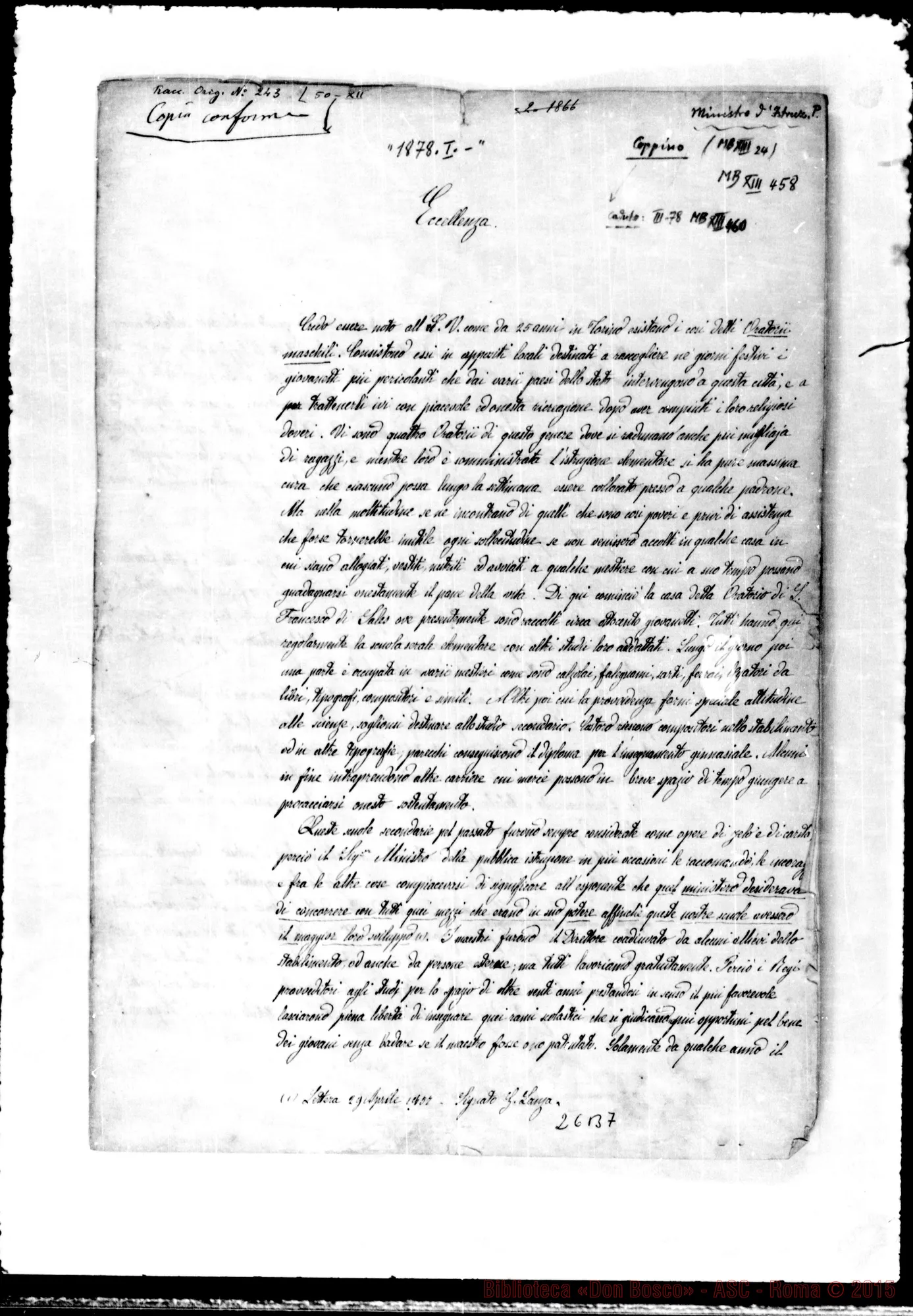 Fotogramma B 7 — Governo Coppino Michele, Ministro Pubblica Istruzione