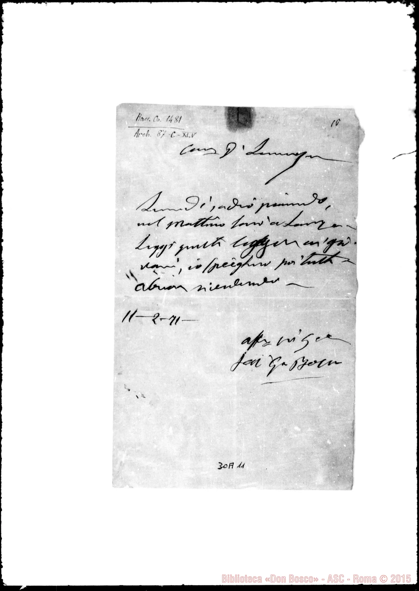 Fotogramma A 11 — Lemoyne Gio. Battista, sac. SDB