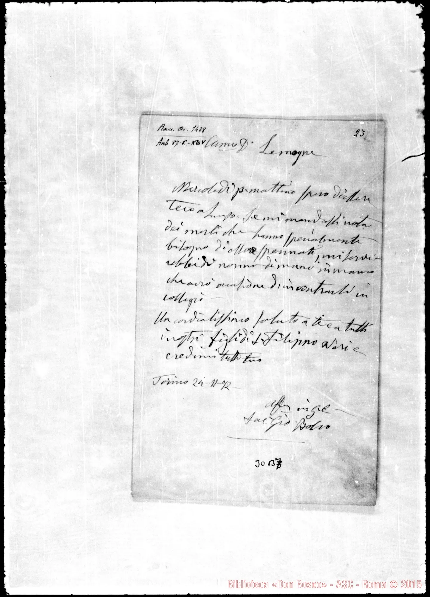 Fotogramma B 7 — Lemoyne Gio. Battista, sac. SDB