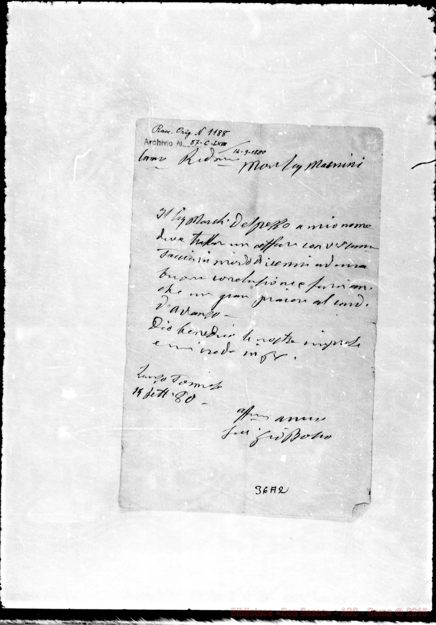Fotogramma A 2 — Masnini Giuseppe, Segret. di Mons. Ferrè