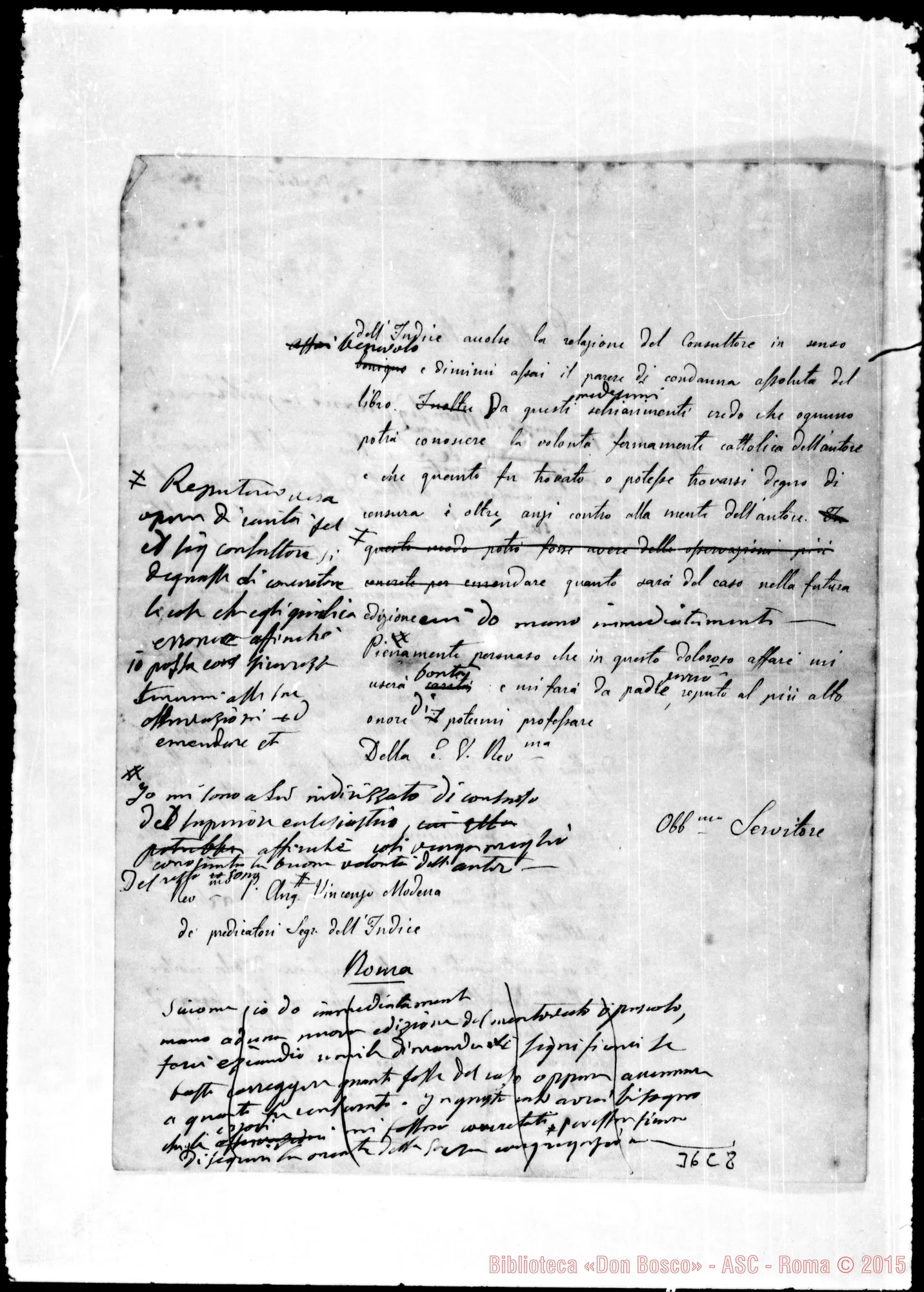 Fotogramma C 8 — Modena Angelo Vincenzo, Segret. S.C. dell’indice