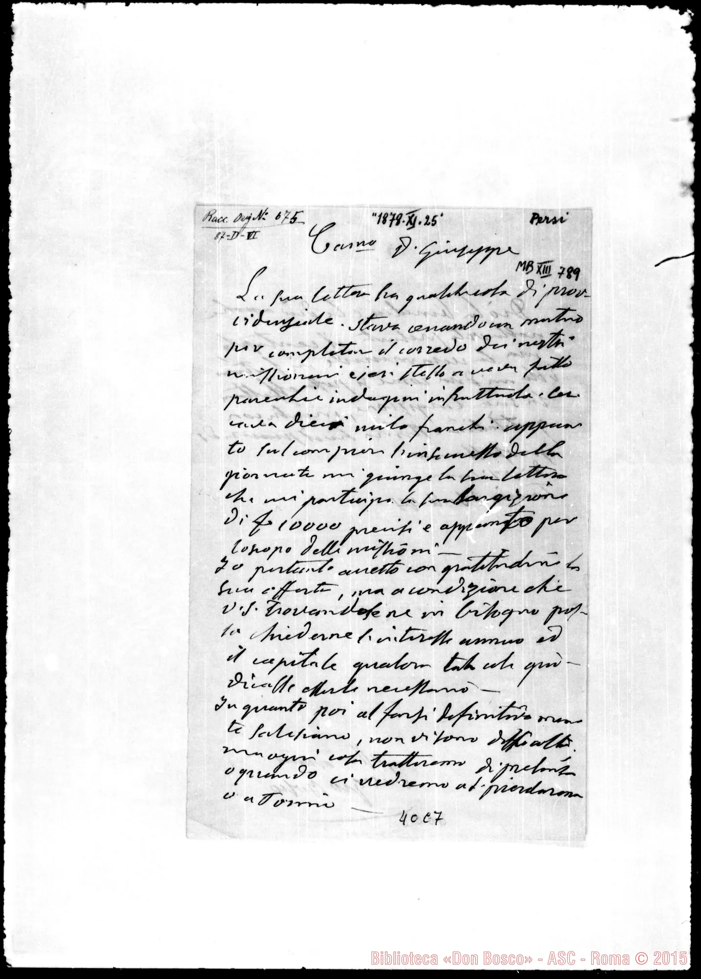 Fotogramma C 7 — Persi Giuseppe, sac. Missionario Apostolico