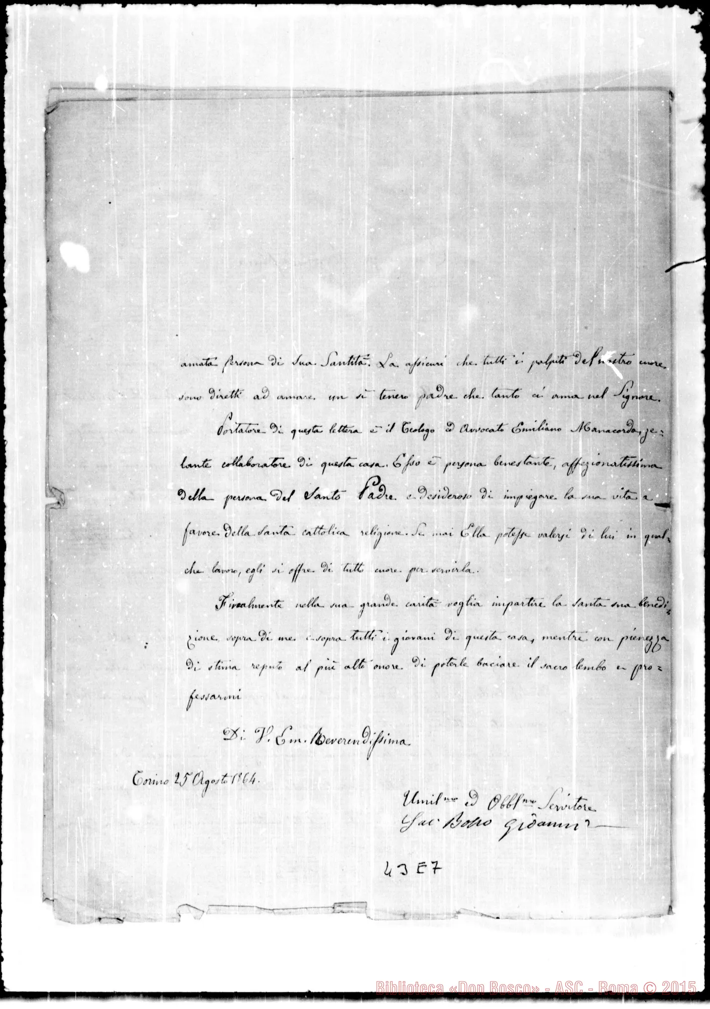 Fotogramma E 7 — Quaglia Angelo, Cardinale