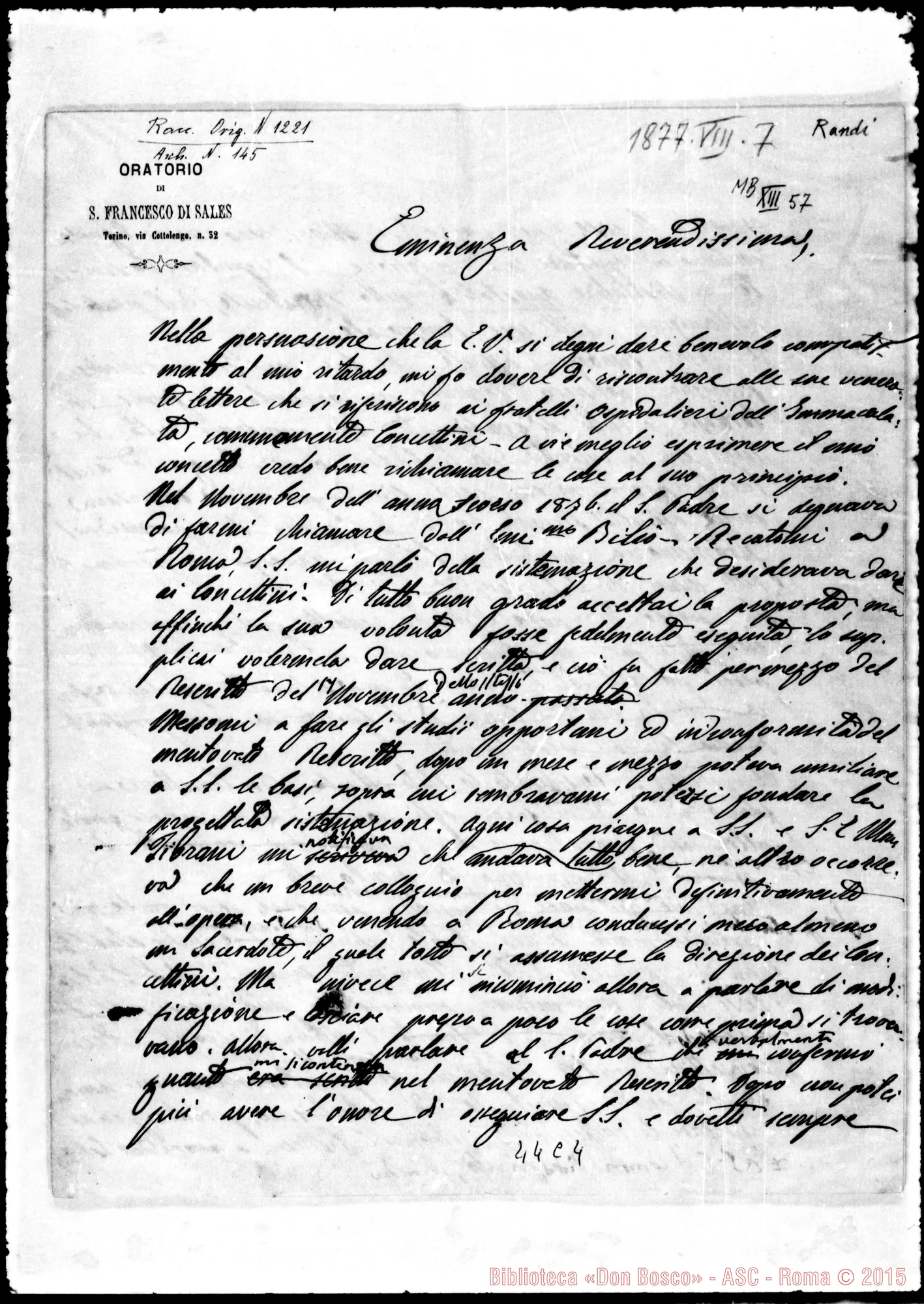 Fotogramma C 4 — Randi, Card. Pref. Economia Propaganda Fide