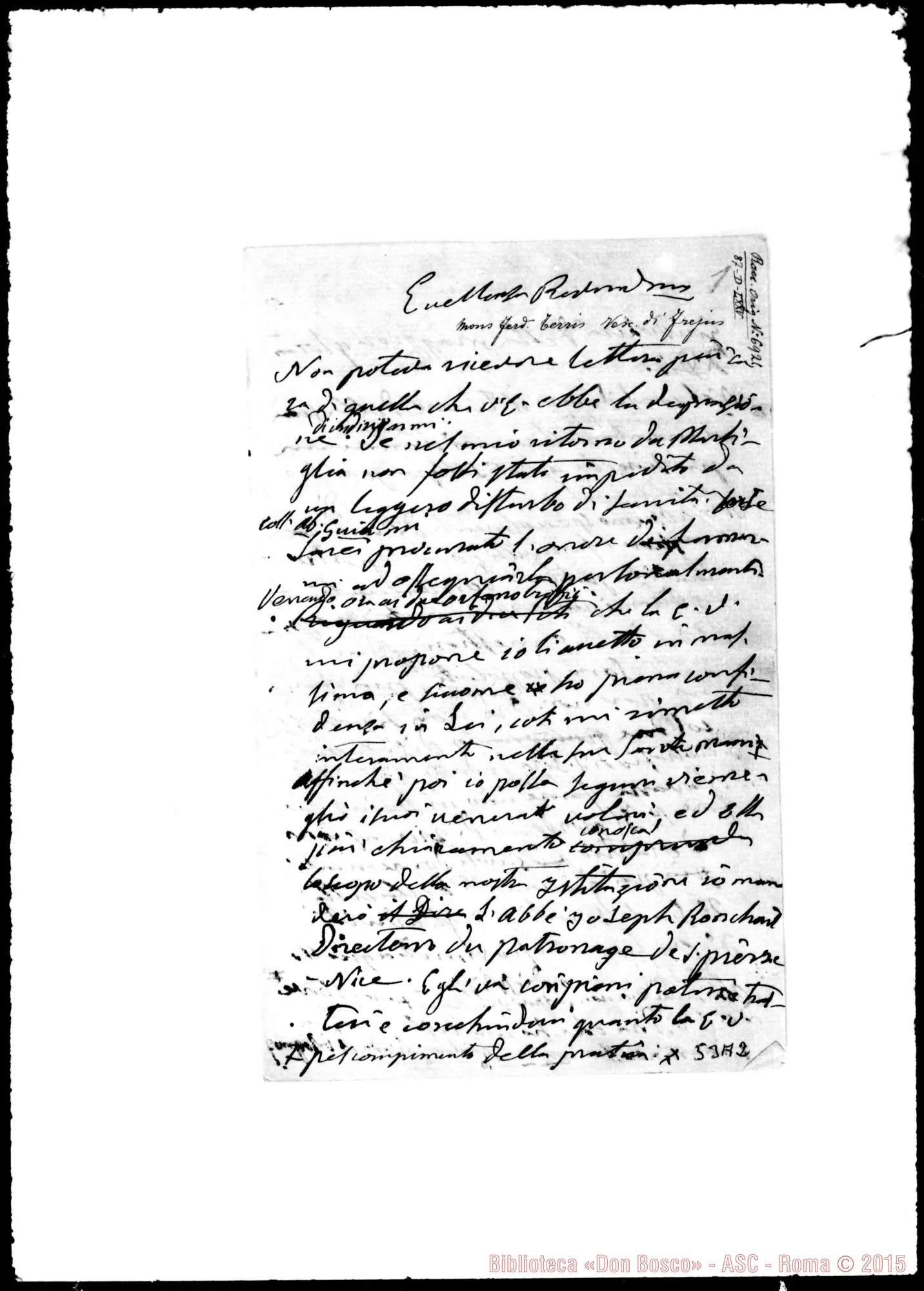 Fotogramma A 2 — Terris Joseph Sébastien Fernand, vesc. di Frejus