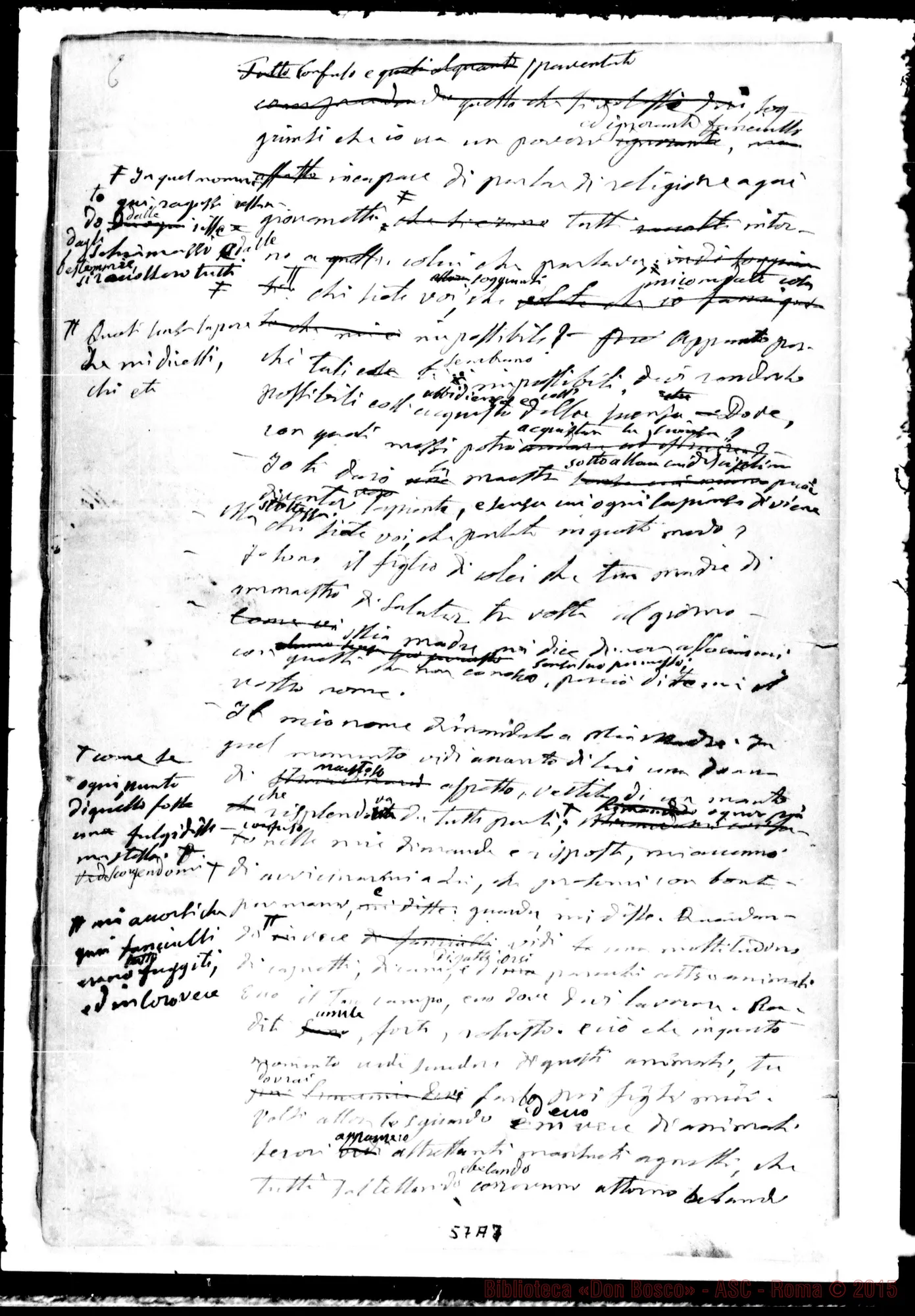 Fotogramma A 7 — Memorie dell'Oratorio di S. Francesco di Sales. Esclusivamente pei Soci salesiani». Ms. autogr. Bosco