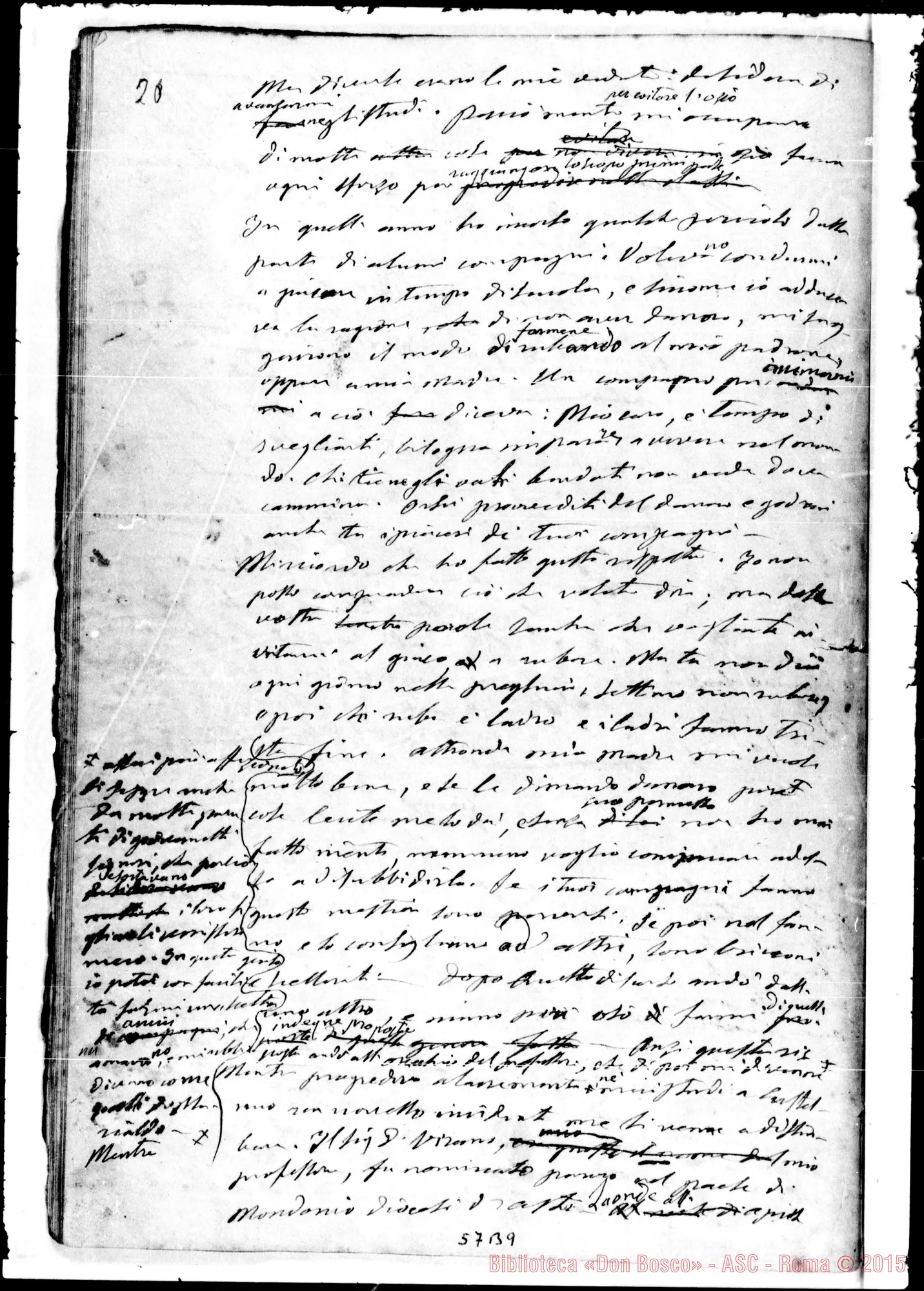 Fotogramma B 9 — Memorie dell'Oratorio di S. Francesco di Sales. Esclusivamente pei Soci salesiani». Ms. autogr. Bosco
