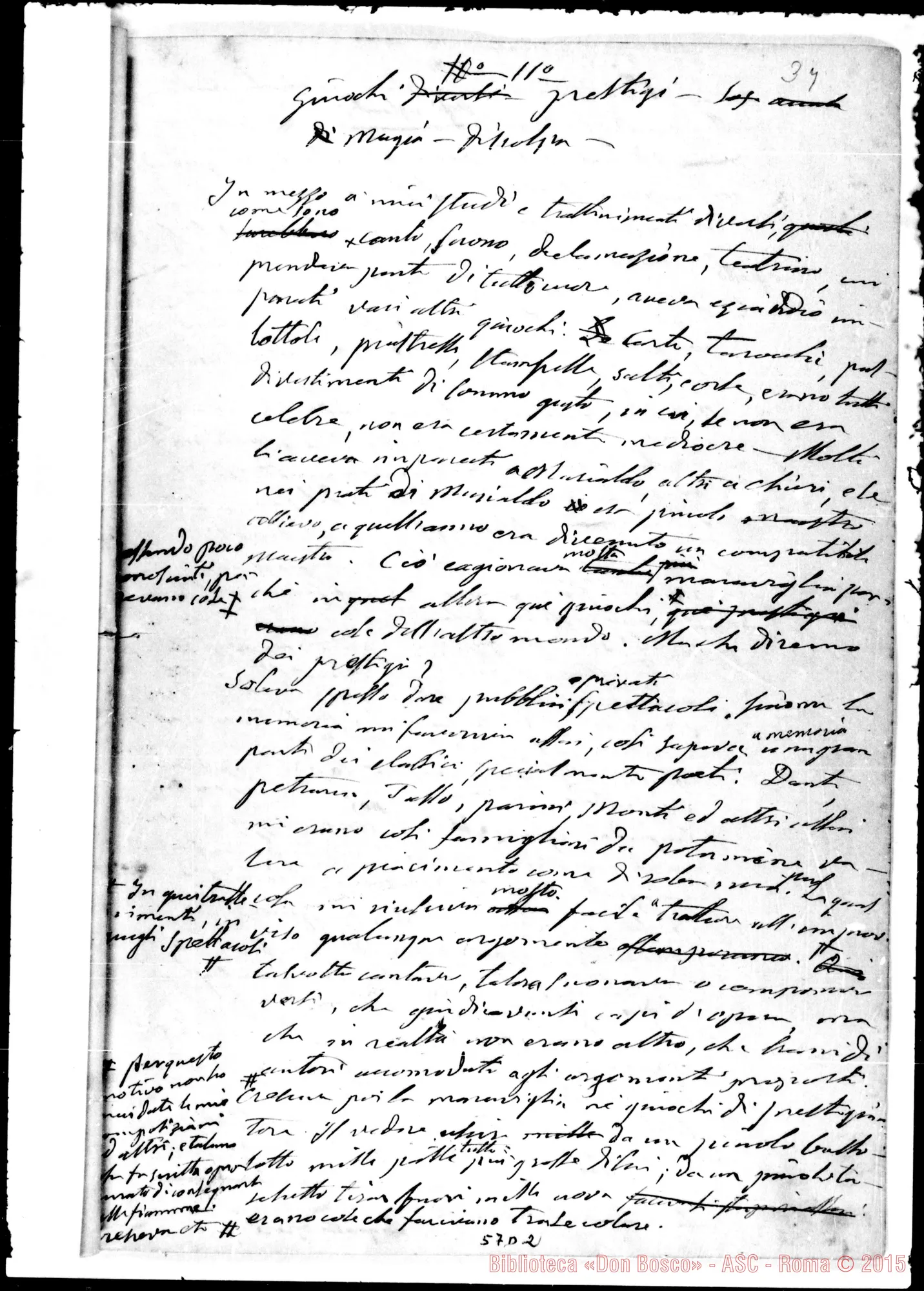 Fotogramma D 2 — Memorie dell'Oratorio di S. Francesco di Sales. Esclusivamente pei Soci salesiani». Ms. autogr. Bosco