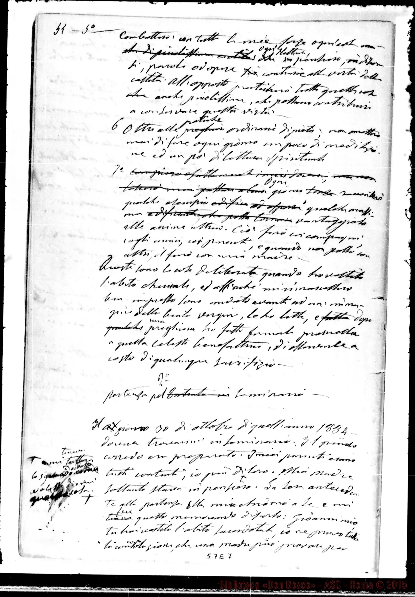 Fotogramma E 7 — Memorie dell'Oratorio di S. Francesco di Sales. Esclusivamente pei Soci salesiani». Ms. autogr. Bosco