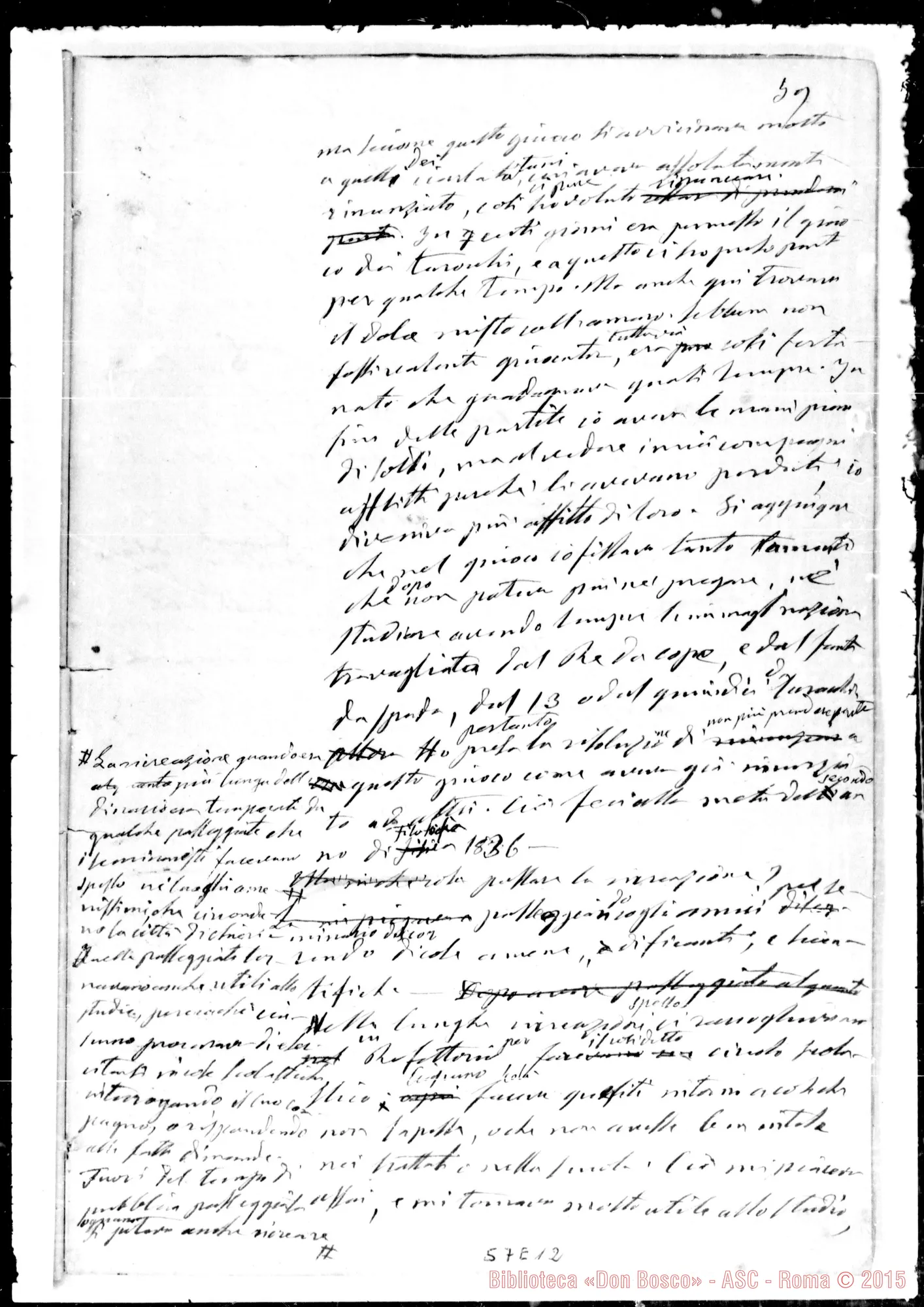 Fotogramma E 12 — Memorie dell'Oratorio di S. Francesco di Sales. Esclusivamente pei Soci salesiani». Ms. autogr. Bosco