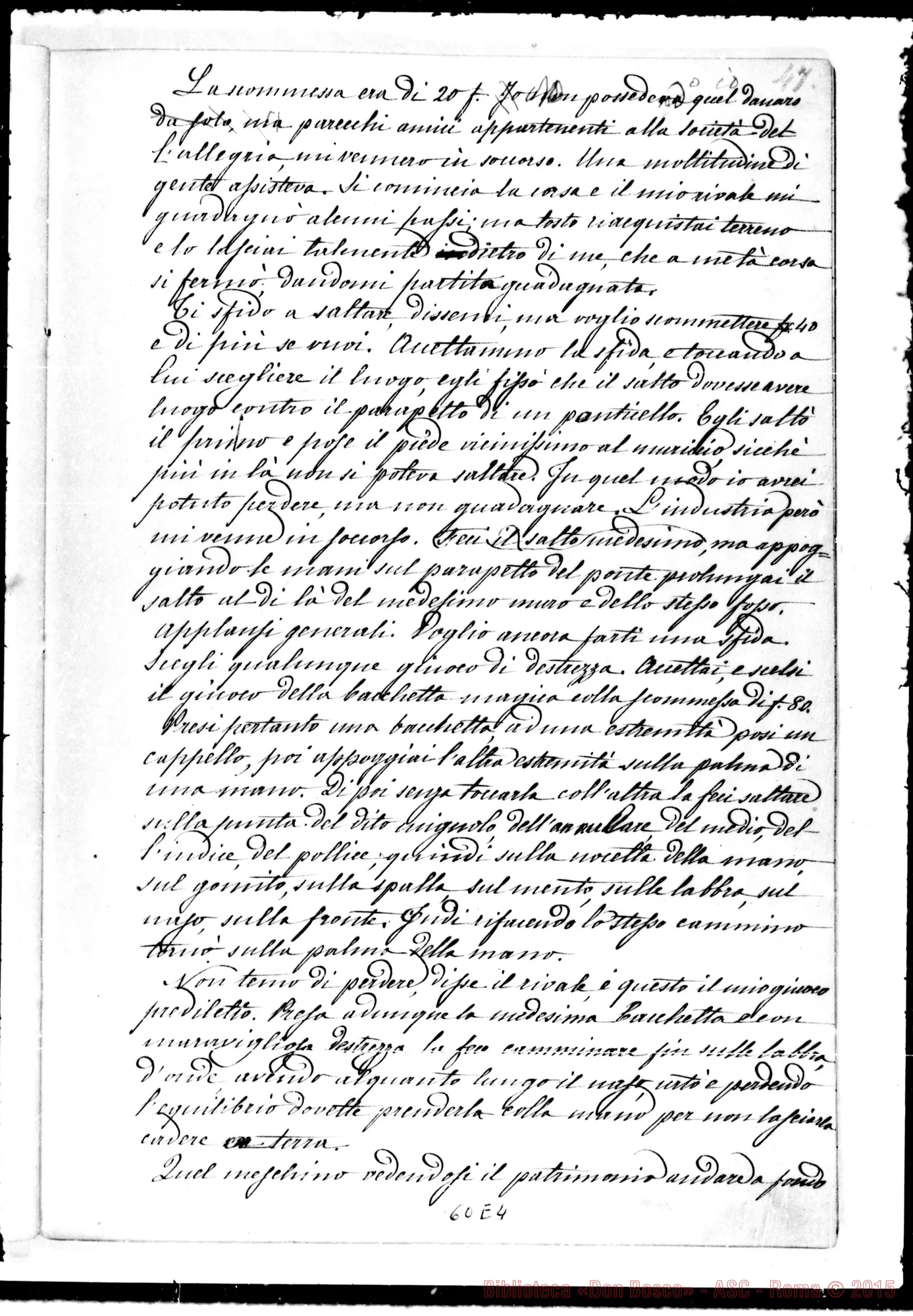 Fotogramma E 4 — Memorie dell'Oratorio di S. Francesco di Sales. Esclusivamente per i Soci Salesiani. Ms. autogr. di D. Berto con correzioni e molte aggiunte autogr. di D. Bosco