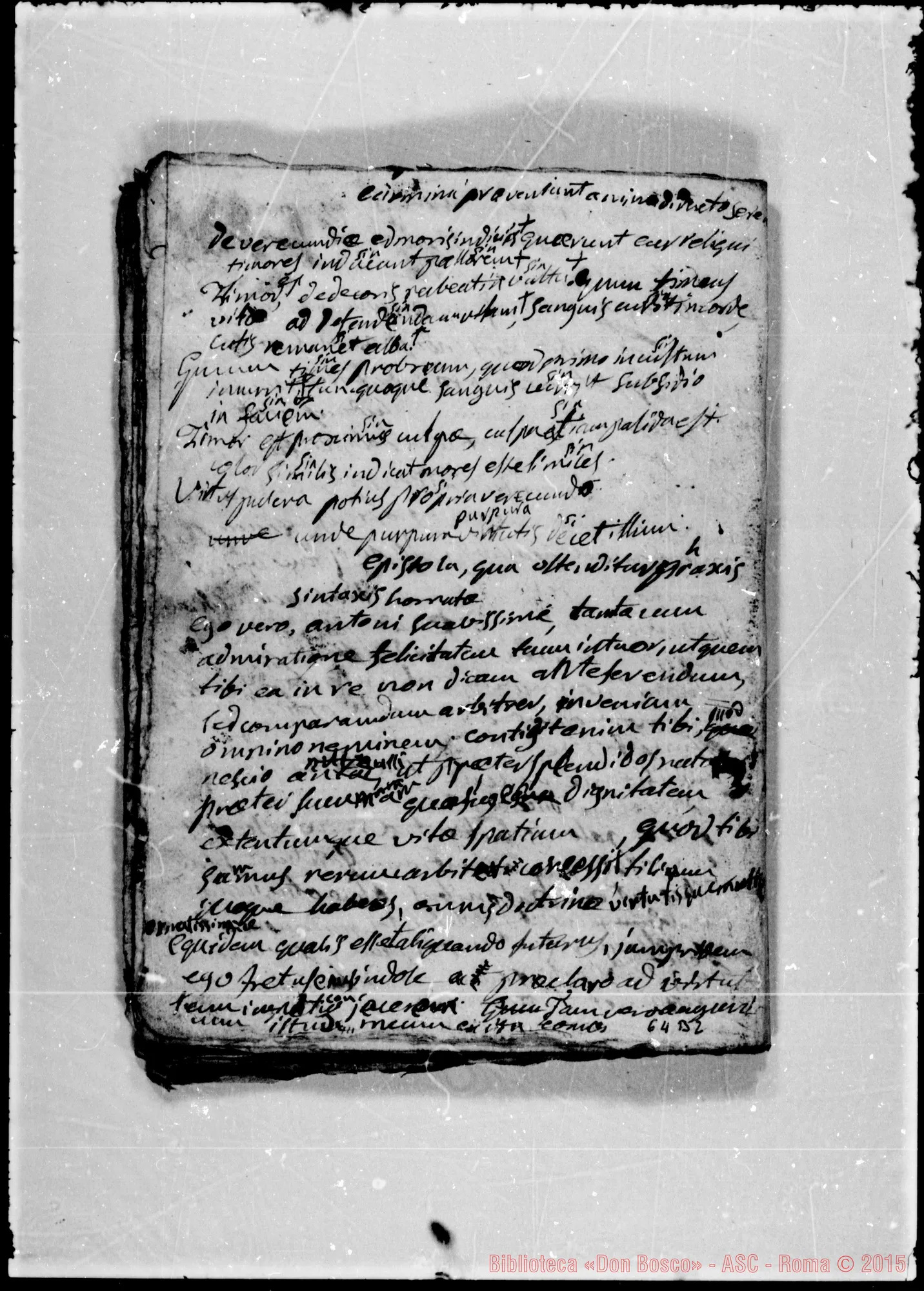 Fotogramma B 2 — Quaderno di latino: «Tandem aliquando…»