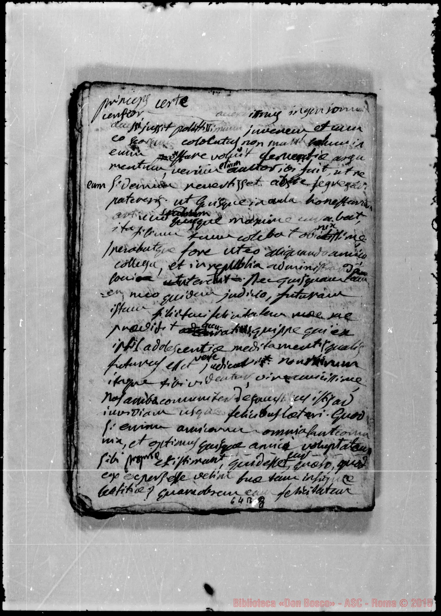 Fotogramma B 8 — Quaderno di latino: «Tandem aliquando…»