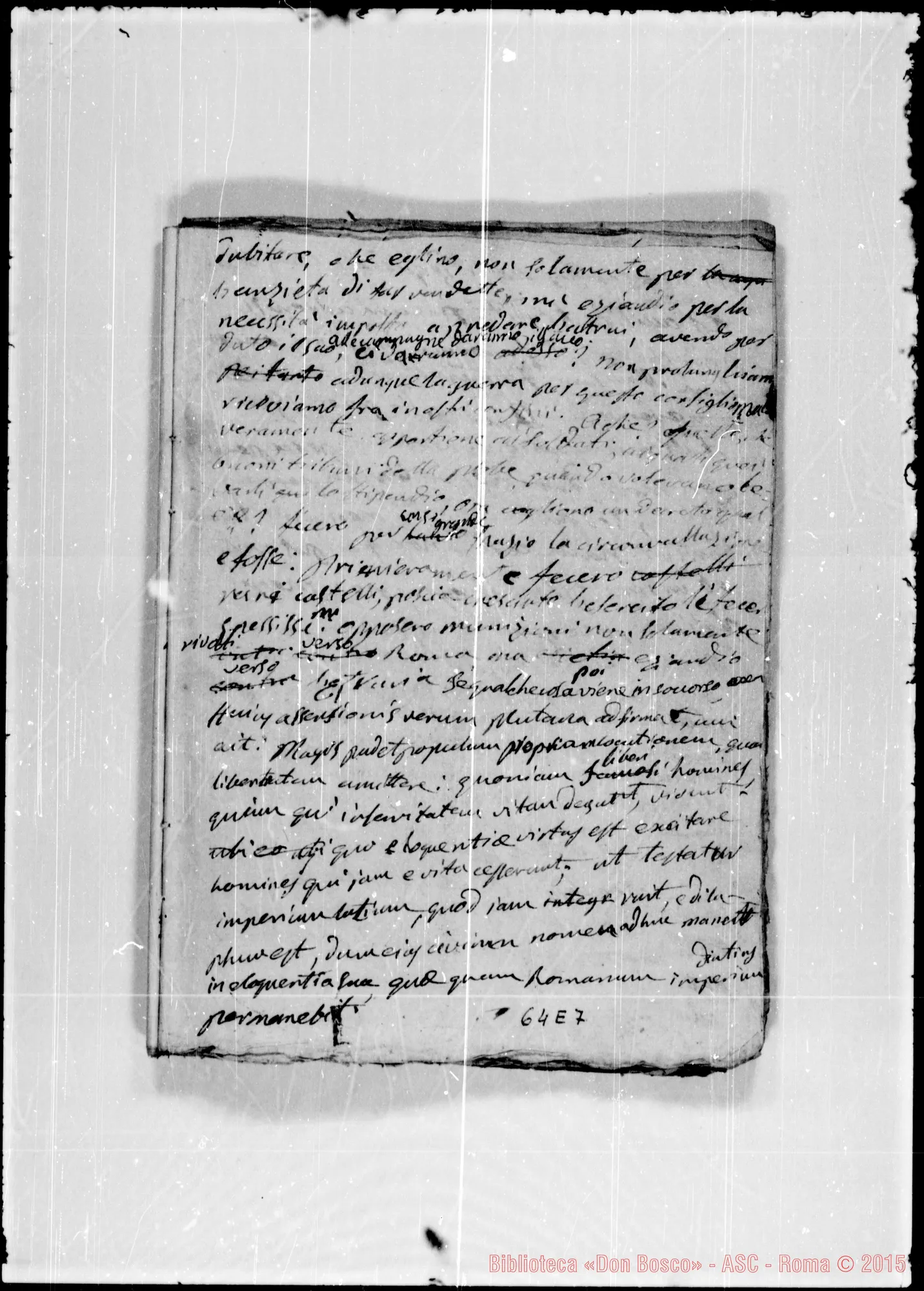Fotogramma E 7 — Quaderno di latino: «Forse vi è…»