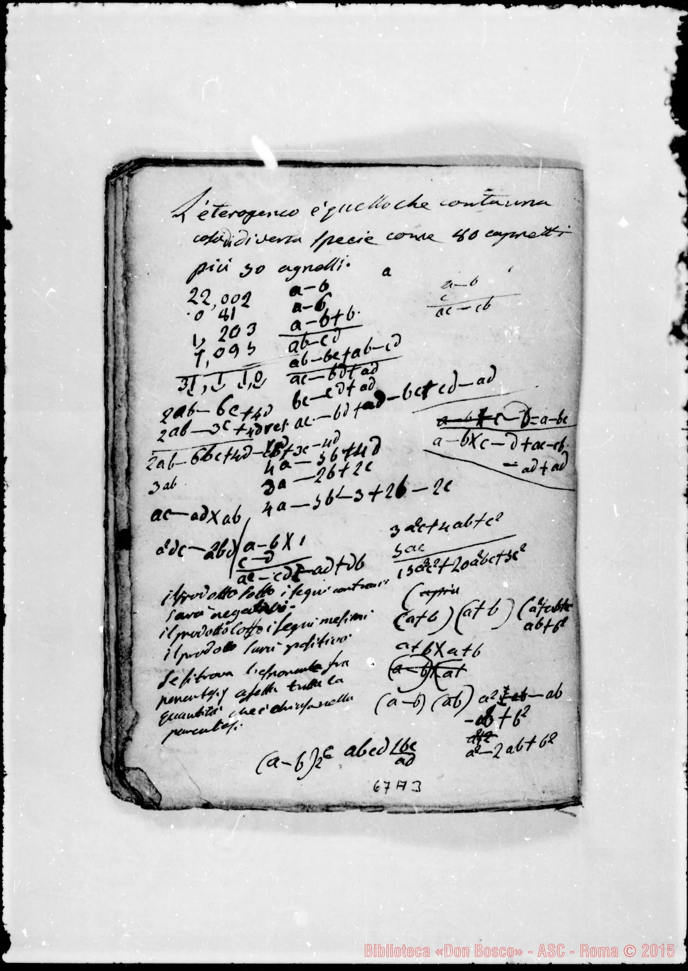 Fotogramma A 3 — Quaderni di Matematica: «La Matematica è la scienza di…»