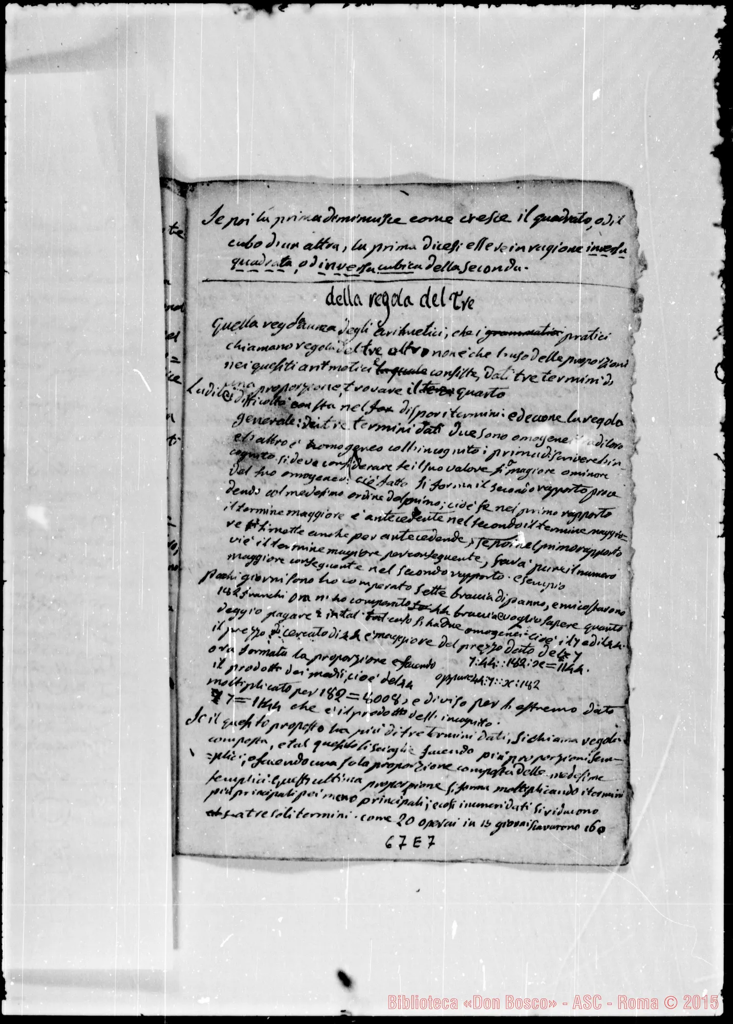 Fotogramma E 7 — Quaderni di Matematica, Filosofia, Poesia, etc.: «Delle equazioni…»