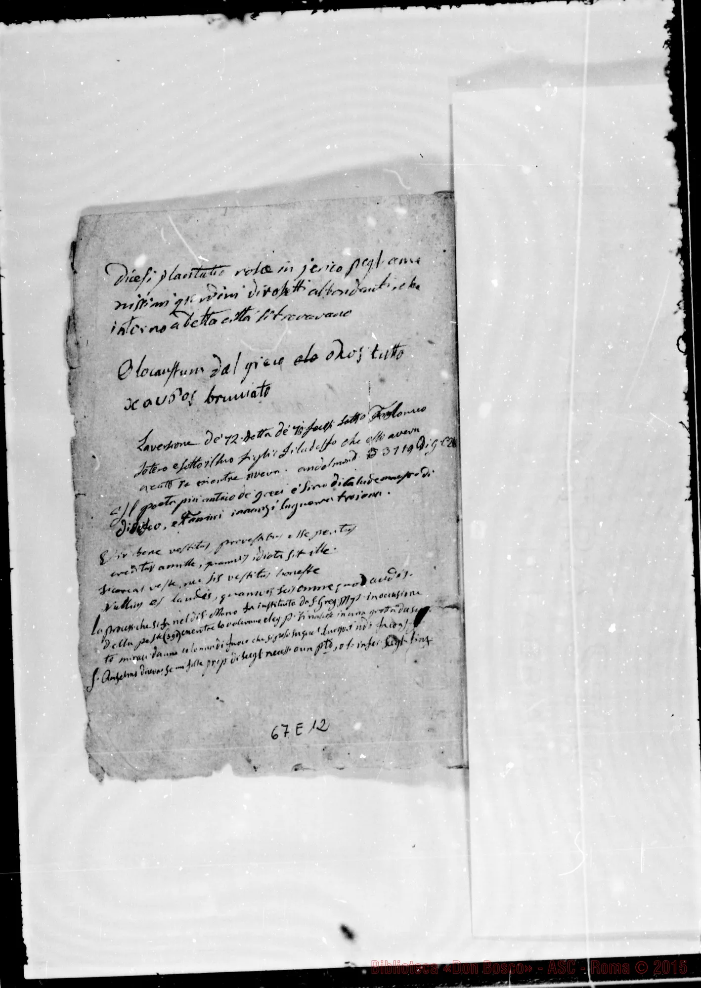 Fotogramma E 12 — «Bosco Gioanni-Codice contenente sonetti E altre poesie…»