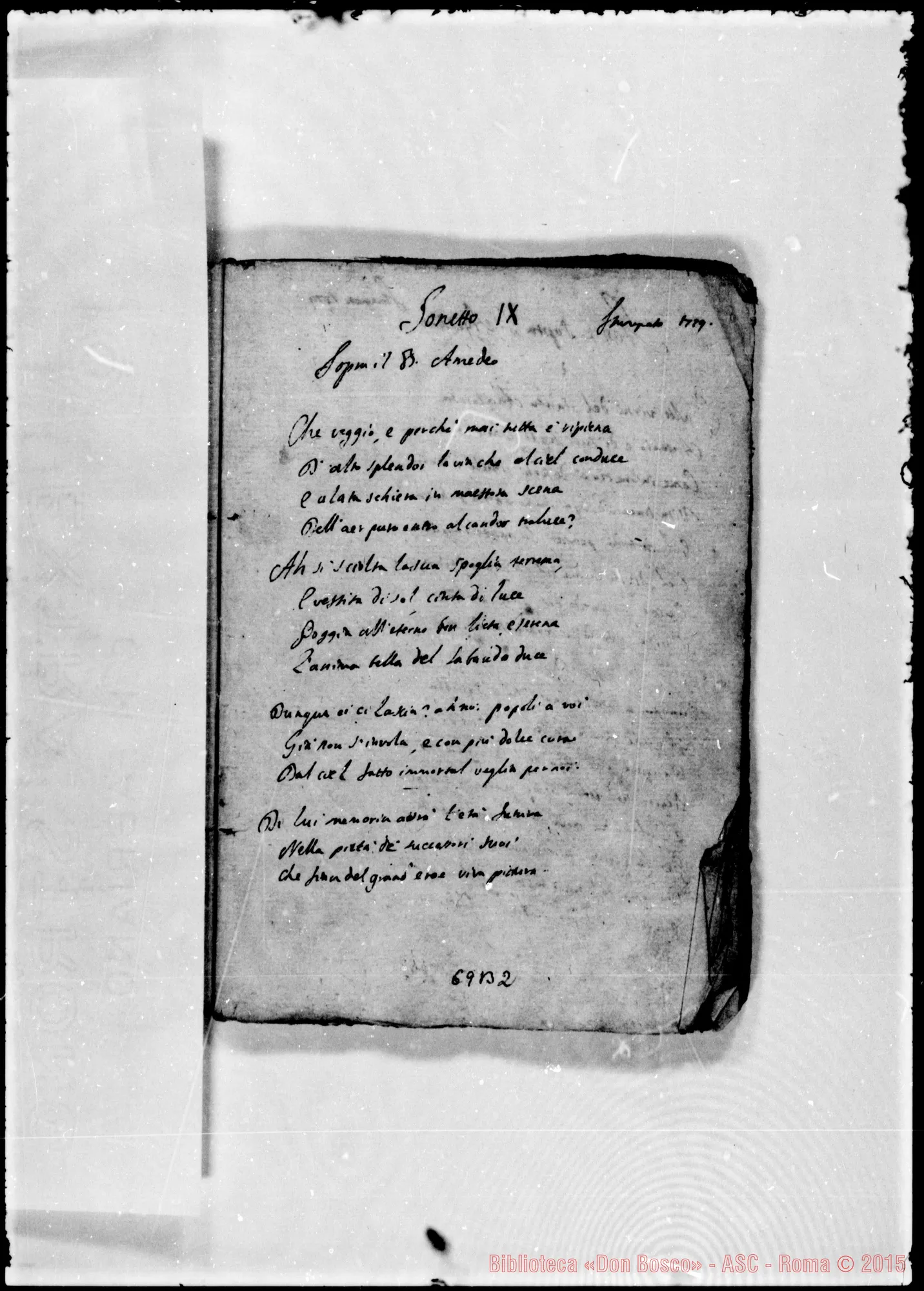 Fotogramma B 2 — «Sonetti III…» Sonetti ed altre composizioni poetiche