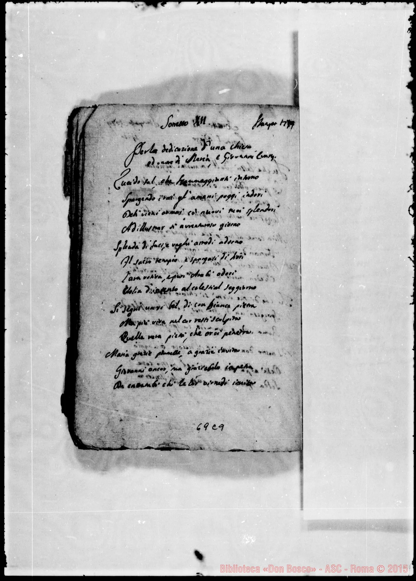 Fotogramma C 9 — «Sonetti III…» Sonetti ed altre composizioni poetiche