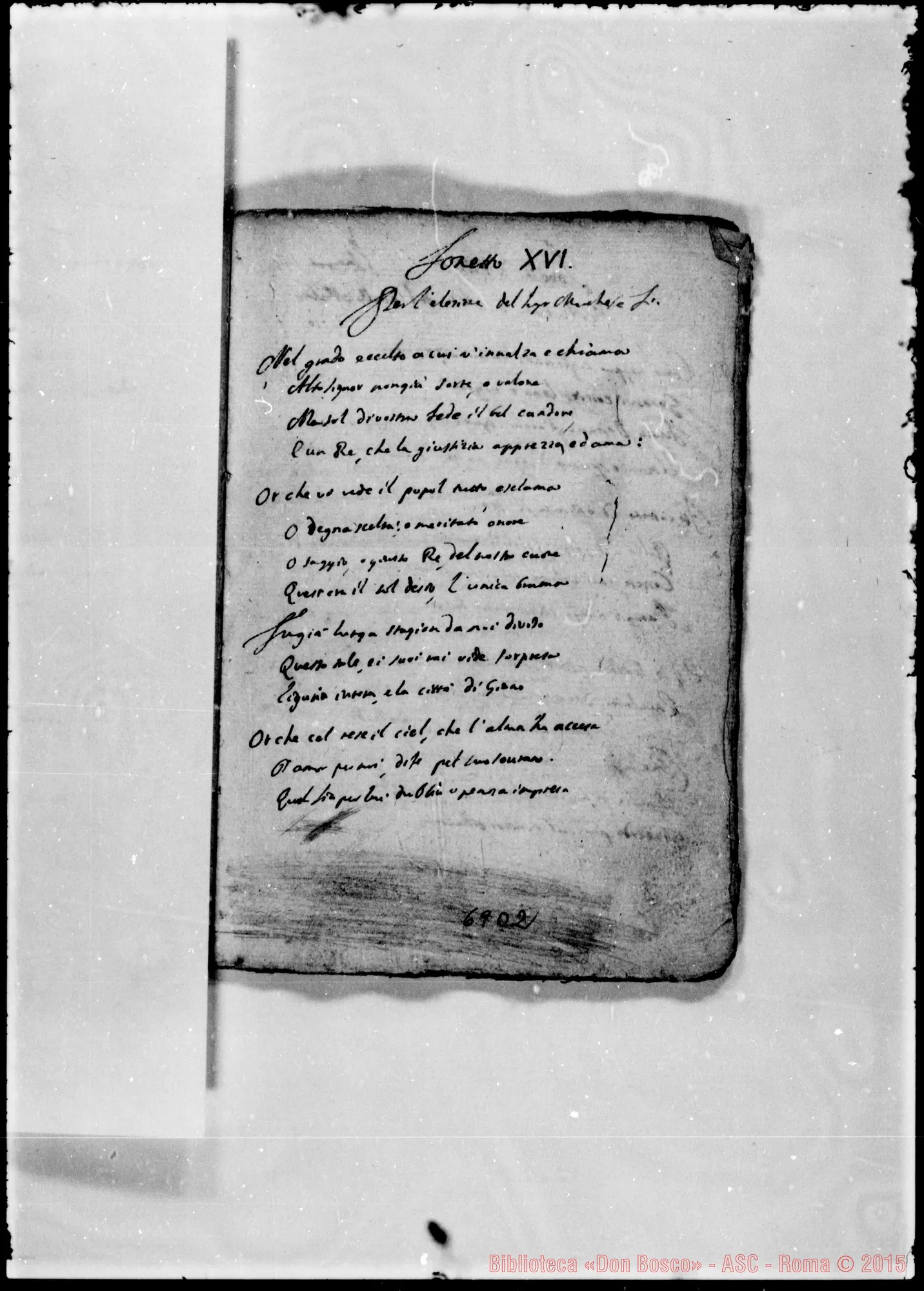 Fotogramma D 2 — «Sonetti III…» Sonetti ed altre composizioni poetiche