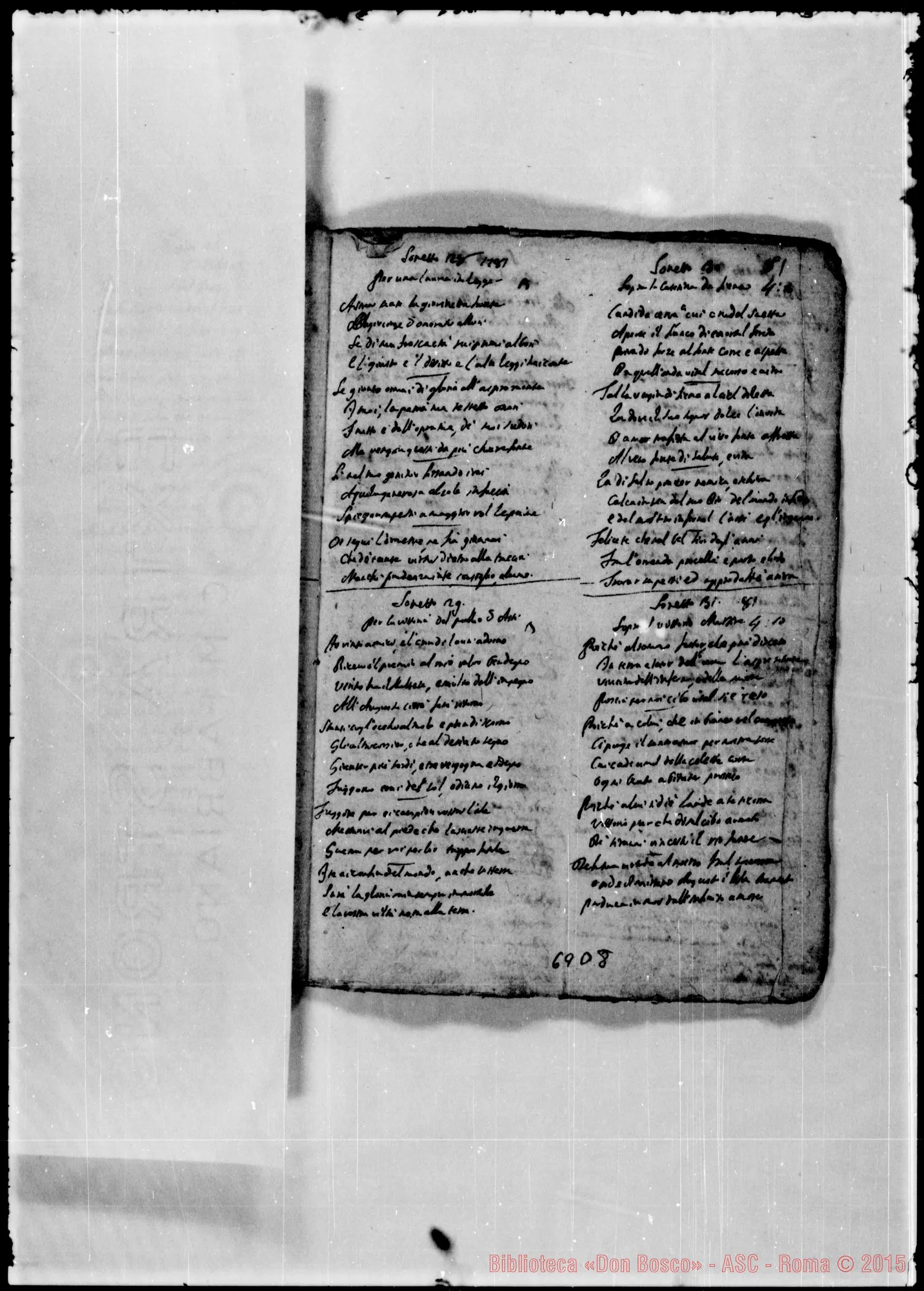 Fotogramma D 8 — «Sonetti III…» Sonetti ed altre composizioni poetiche