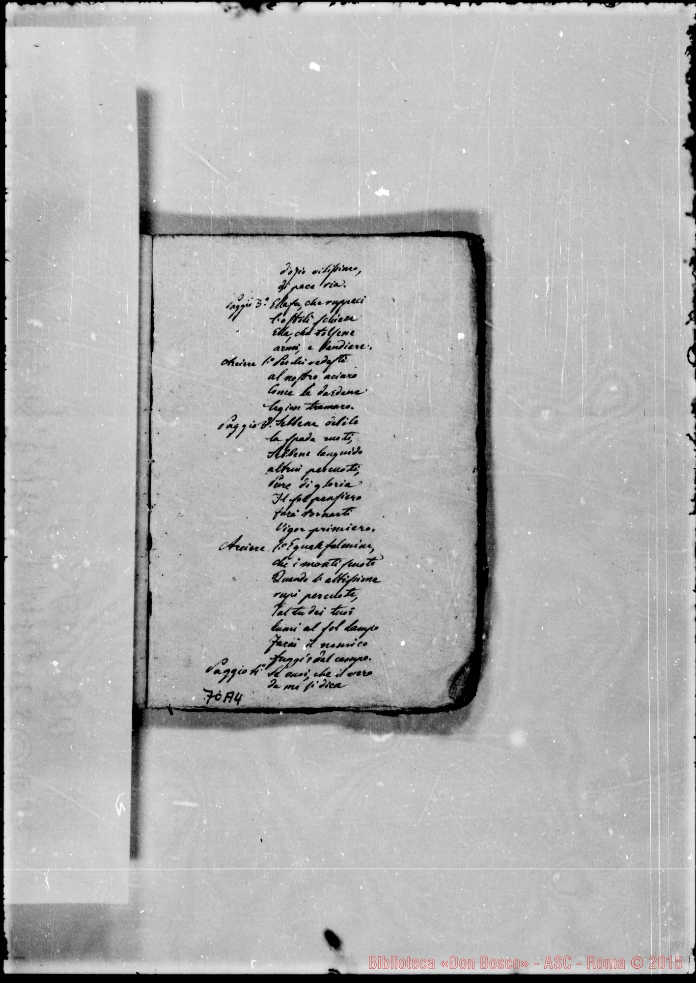 Fotogramma A 4 — Quaderno di poesie: «Bayma»