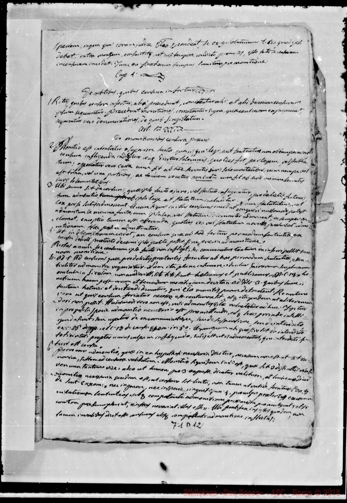Fotogramma D 12 — «De censuris». Ms. Bosco