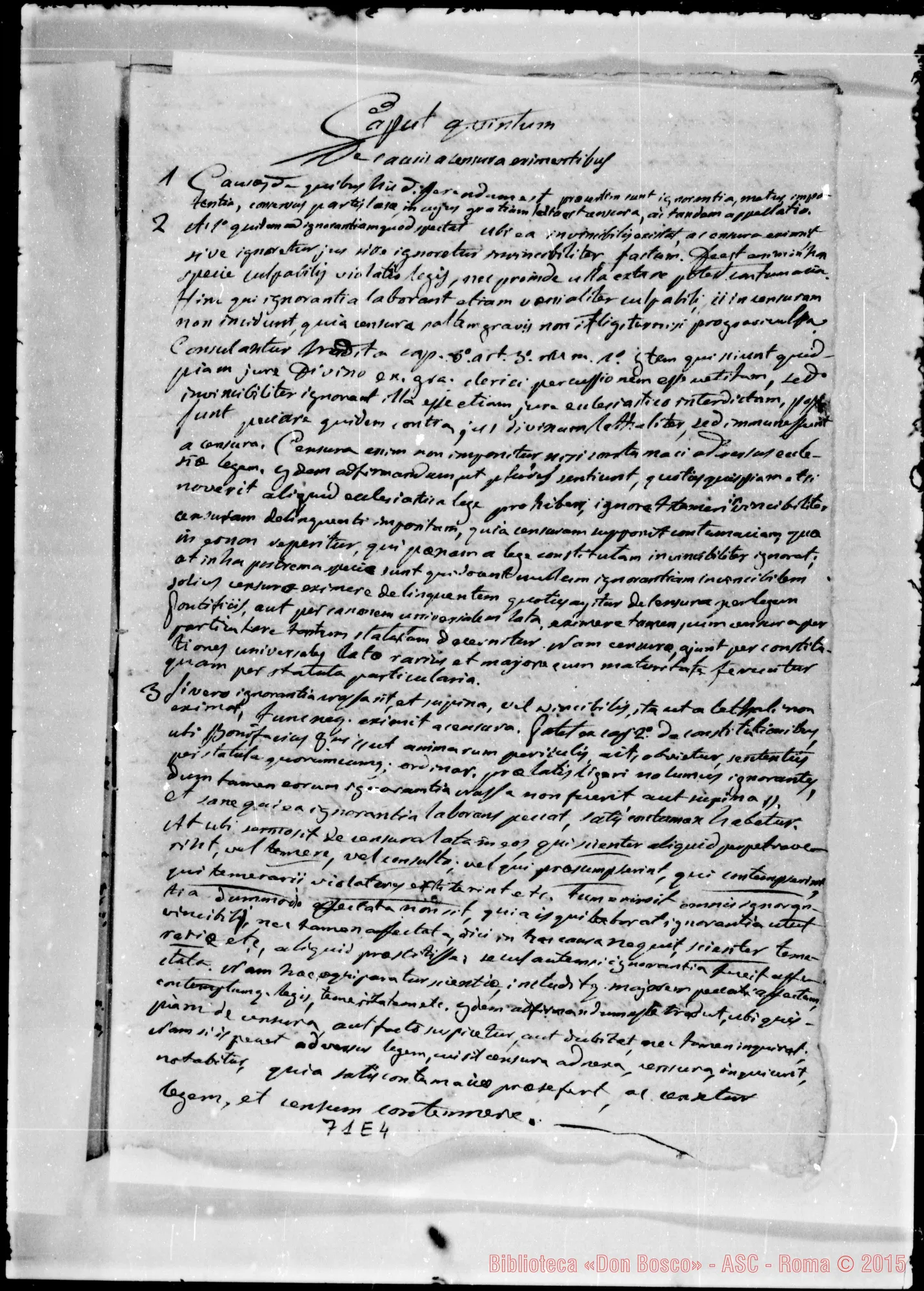 Fotogramma E 4 — «De censuris». Ms. Bosco