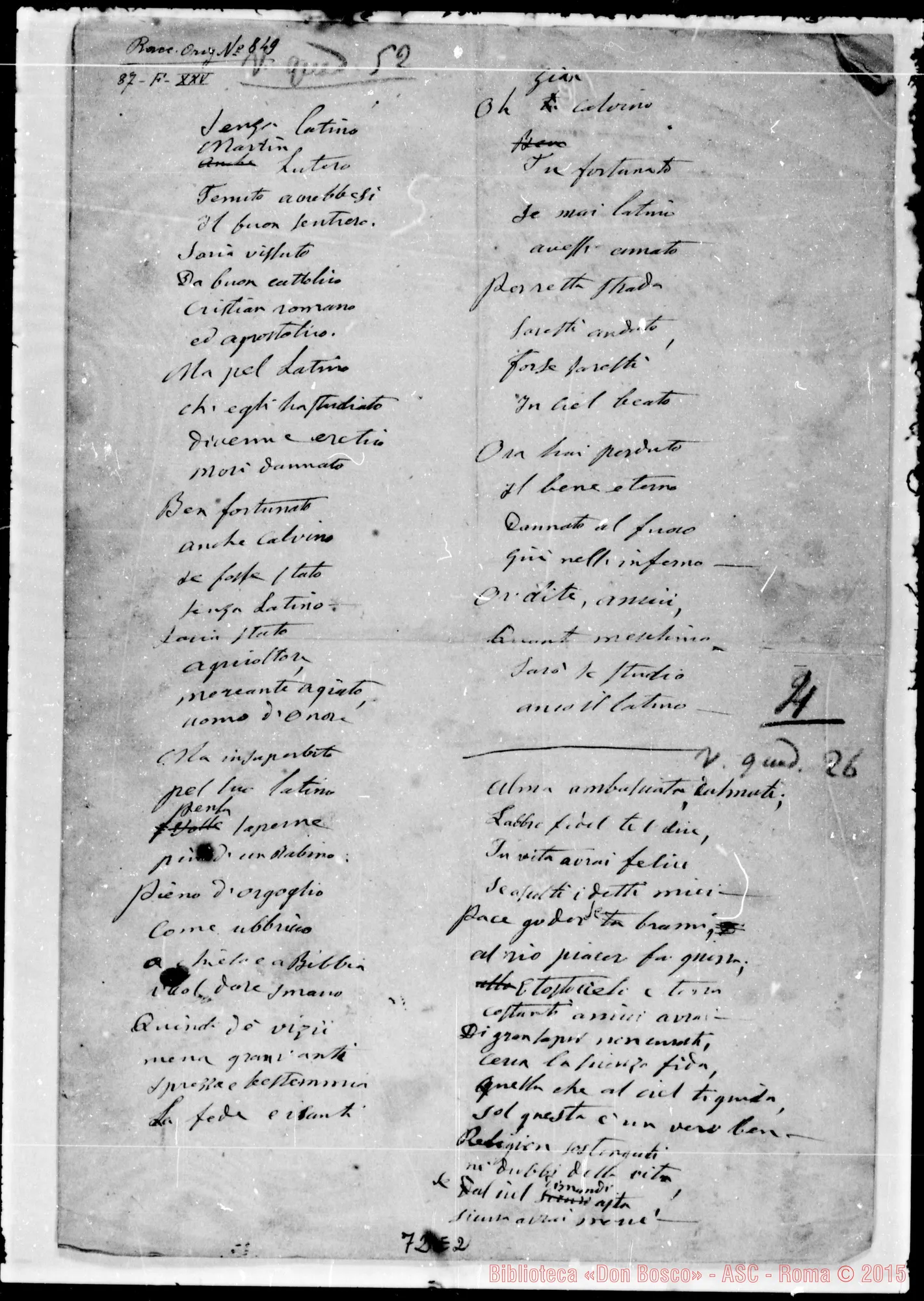 Fotogramma E 2 — «Senza latino Martin Lutero…» 1862