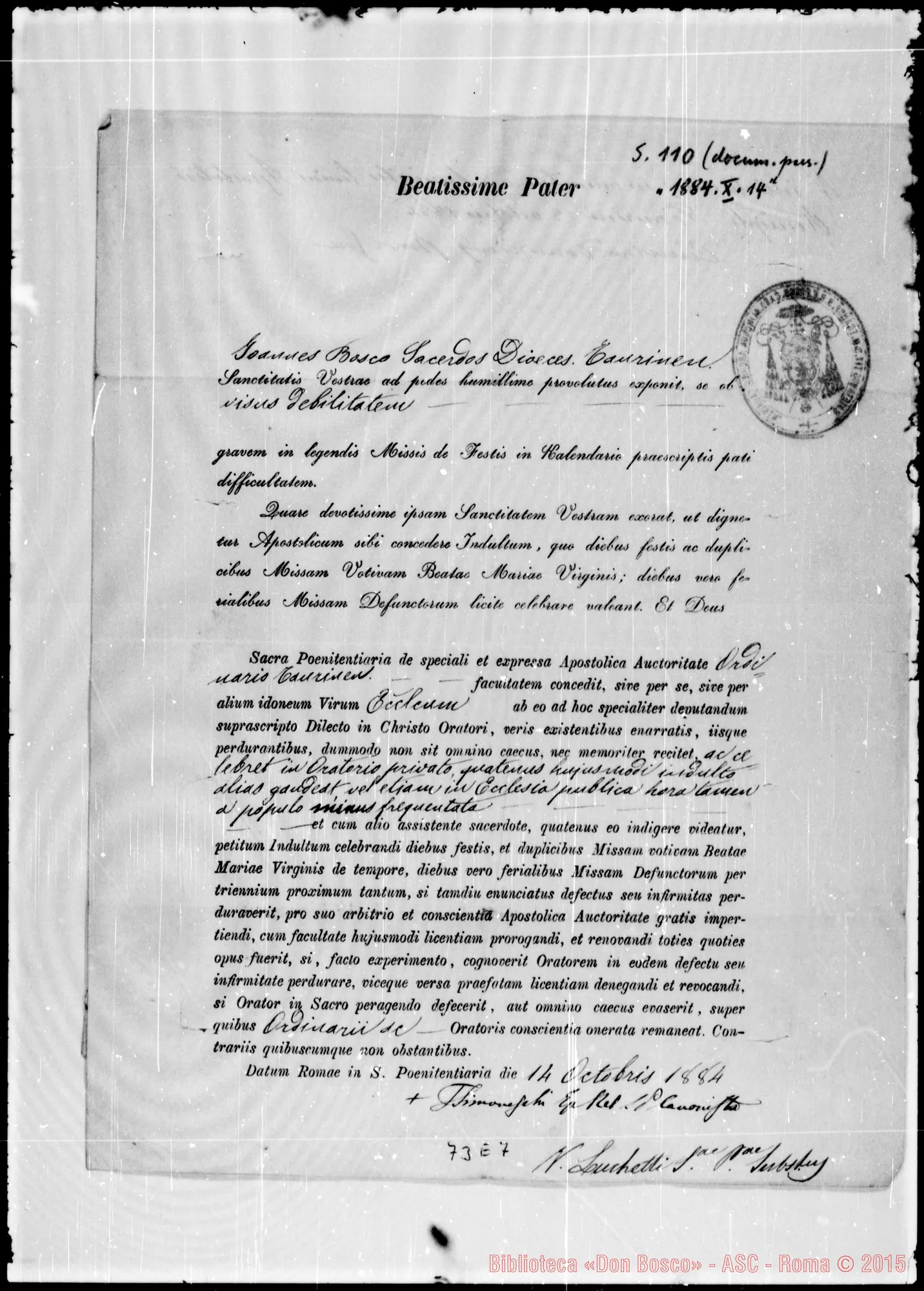 Fotogramma E 7 — Per Oratorio Privato