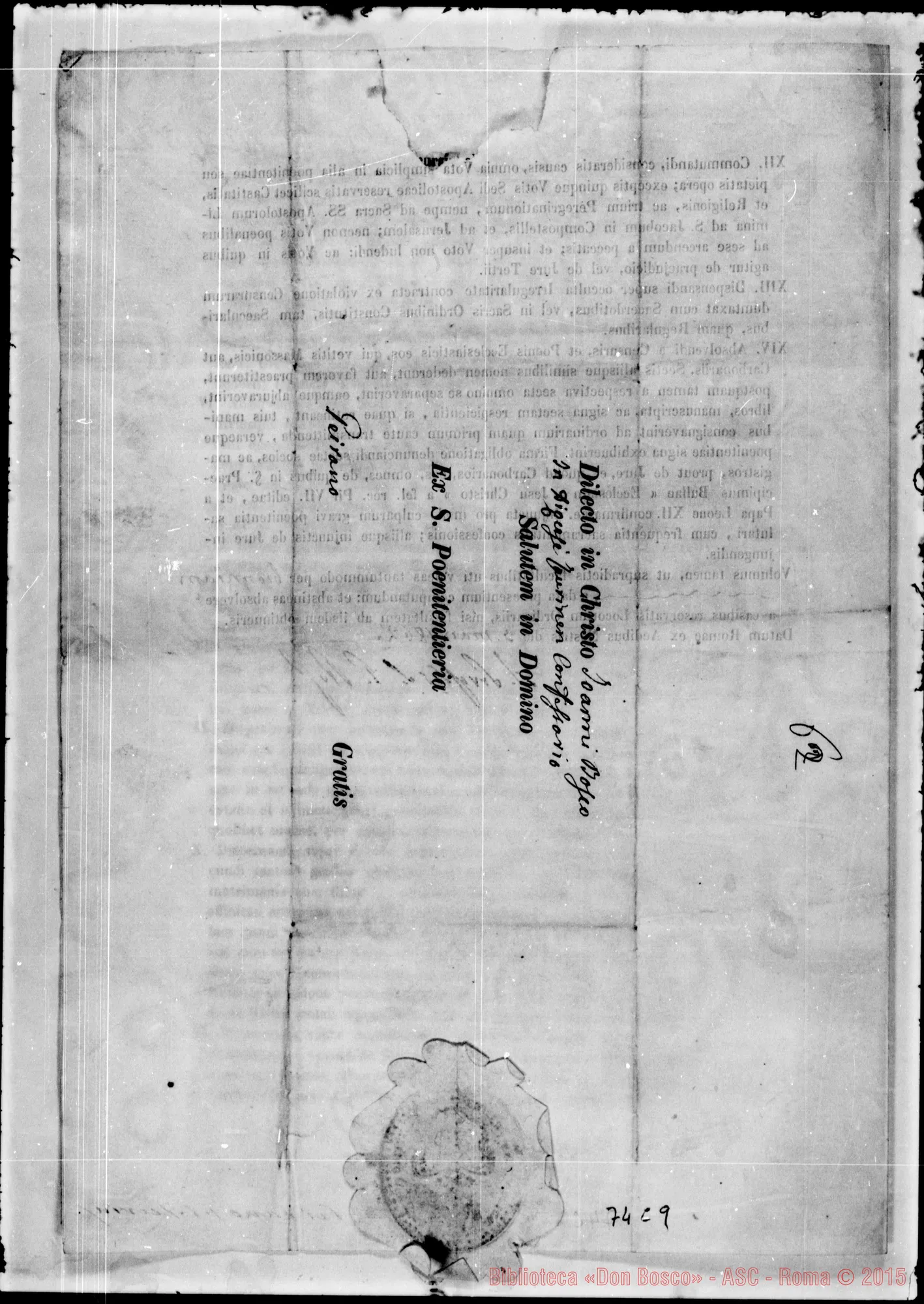 Fotogramma C 9 — Patenti di confessione concesse dalla S. Penitenzieria di Roma