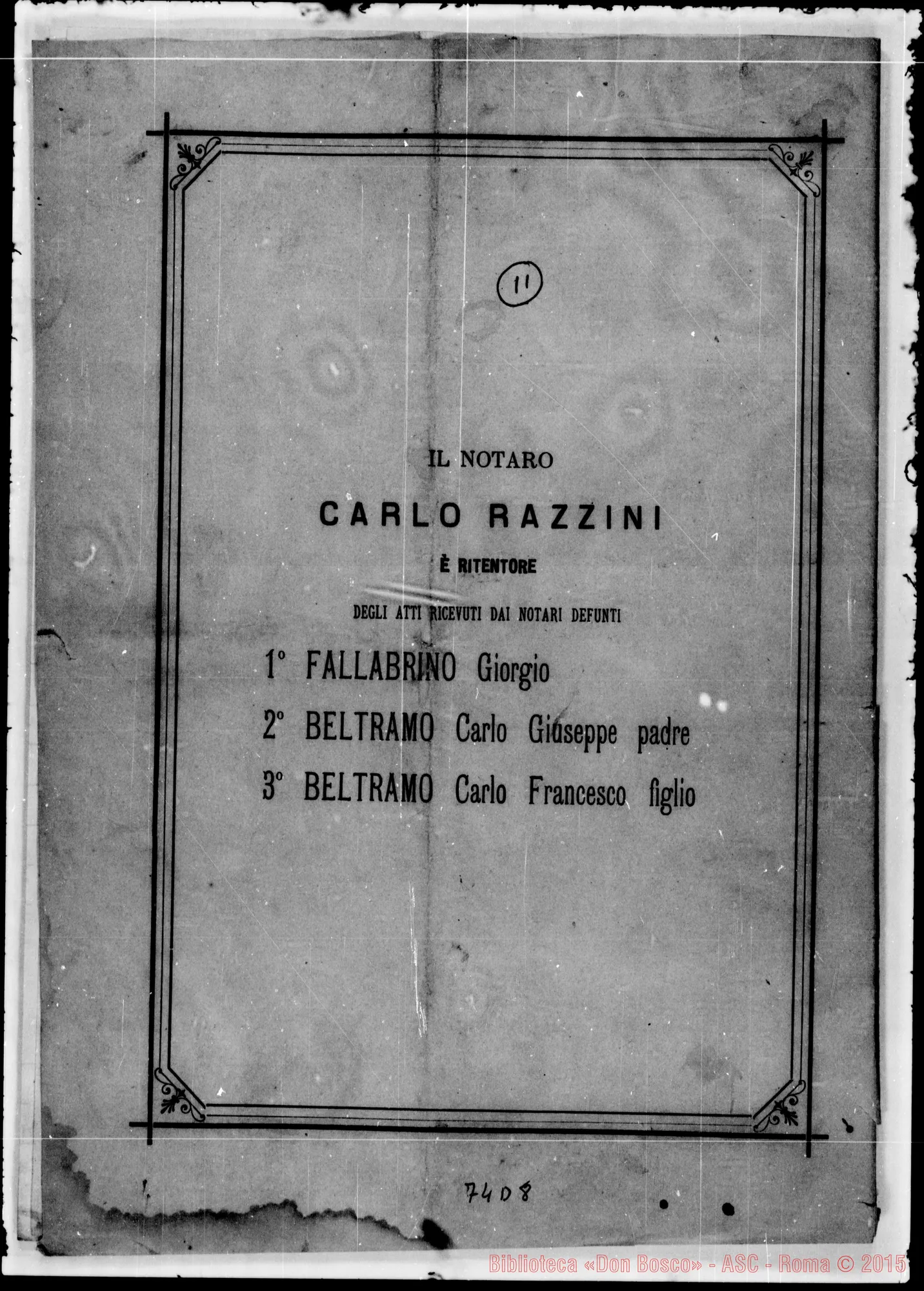 Fotogramma D 8 — Patrimonio Ecclesiastico: «Costituzione di Patrimonio