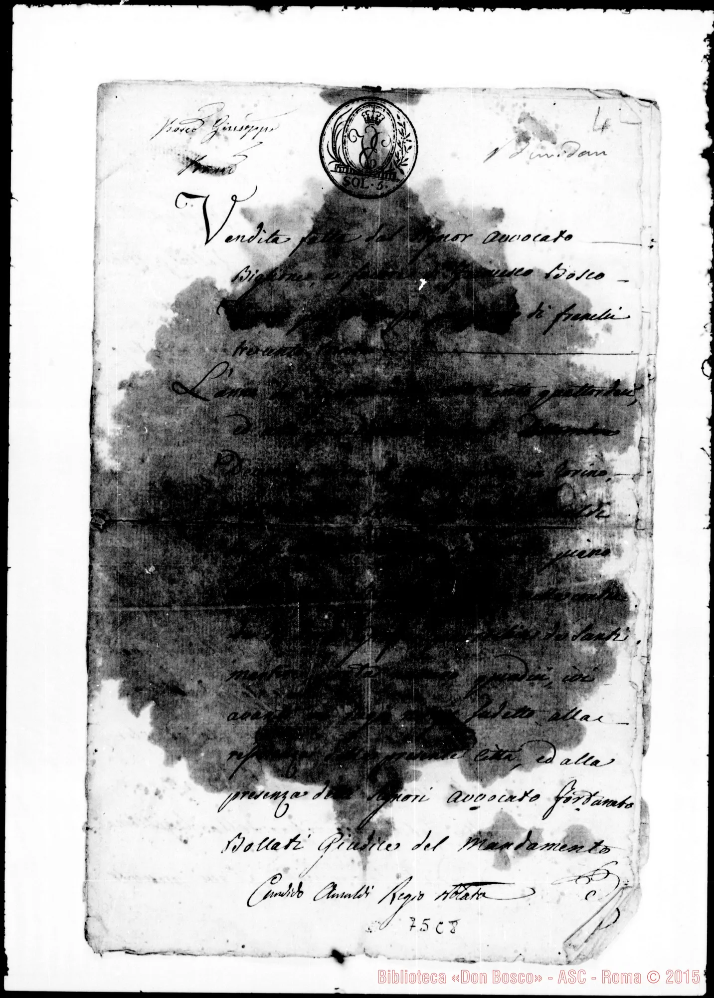 Fotogramma C 8 — Vendita fatta dall’avvocato Giacinto Vincenzo Biglione