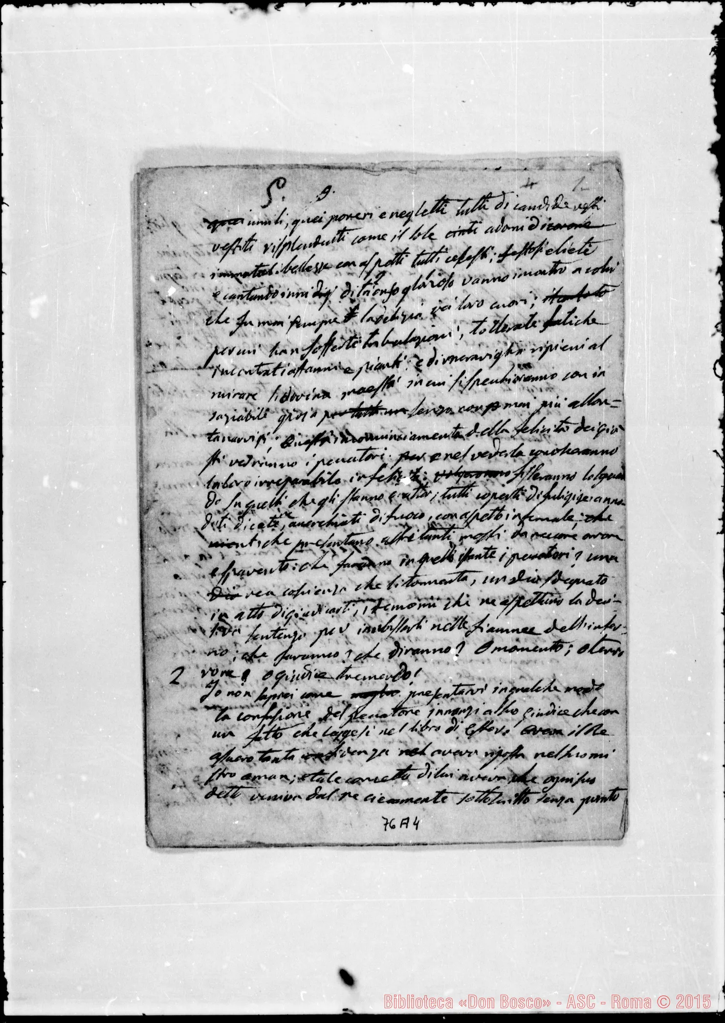 Fotogramma A 4 — «La morte. Meditazione». Minuta E copia ms. Bosco, 13-1-1842