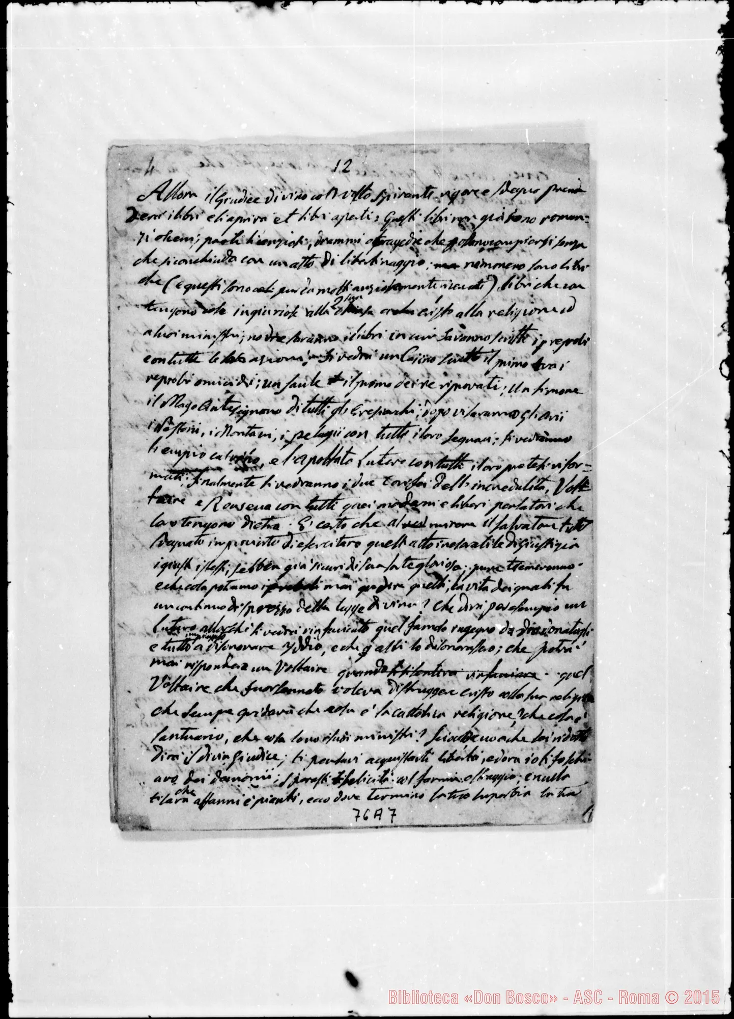 Fotogramma A 7 — «La morte. Meditazione». Minuta E copia ms. Bosco, 13-1-1842