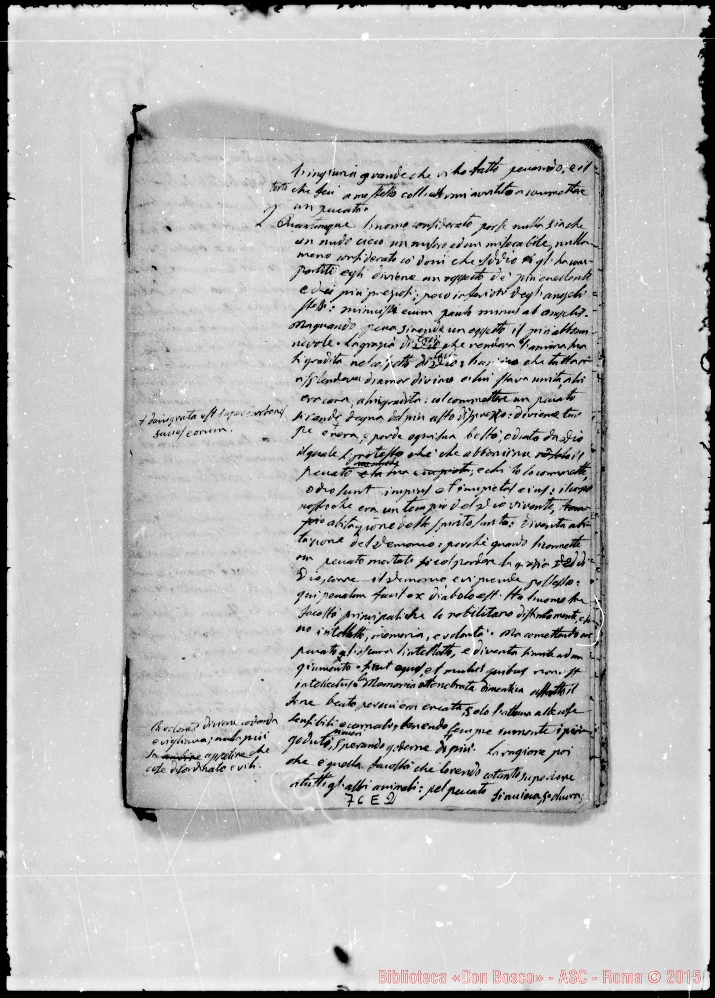 Fotogramma E 2 — «Peccato mortale. Allorché…» Ms. Bosco, 17-4-1842