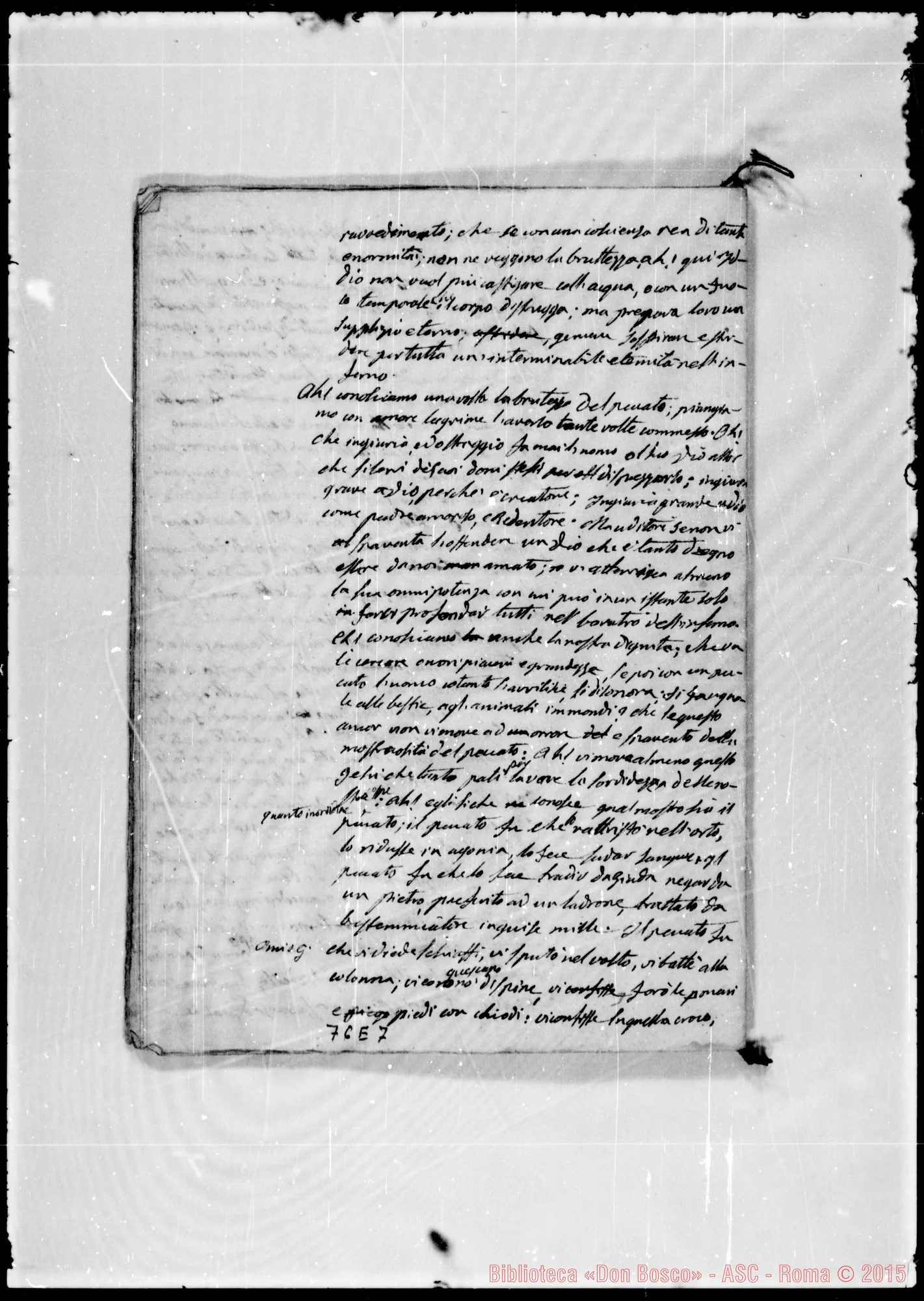 Fotogramma E 7 — «Peccato mortale. Allorché…» Ms. Bosco, 17-4-1842