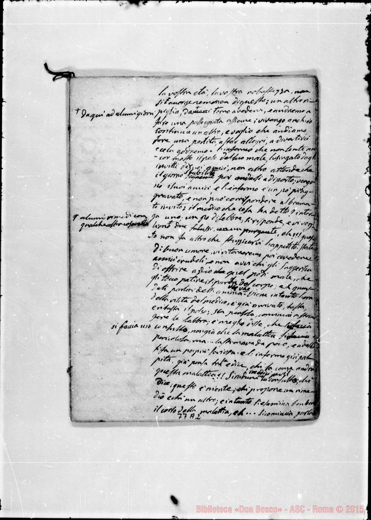 Fotogramma A 2 — «Morte del peccatore». Ms. Bosco, 1-7-1842