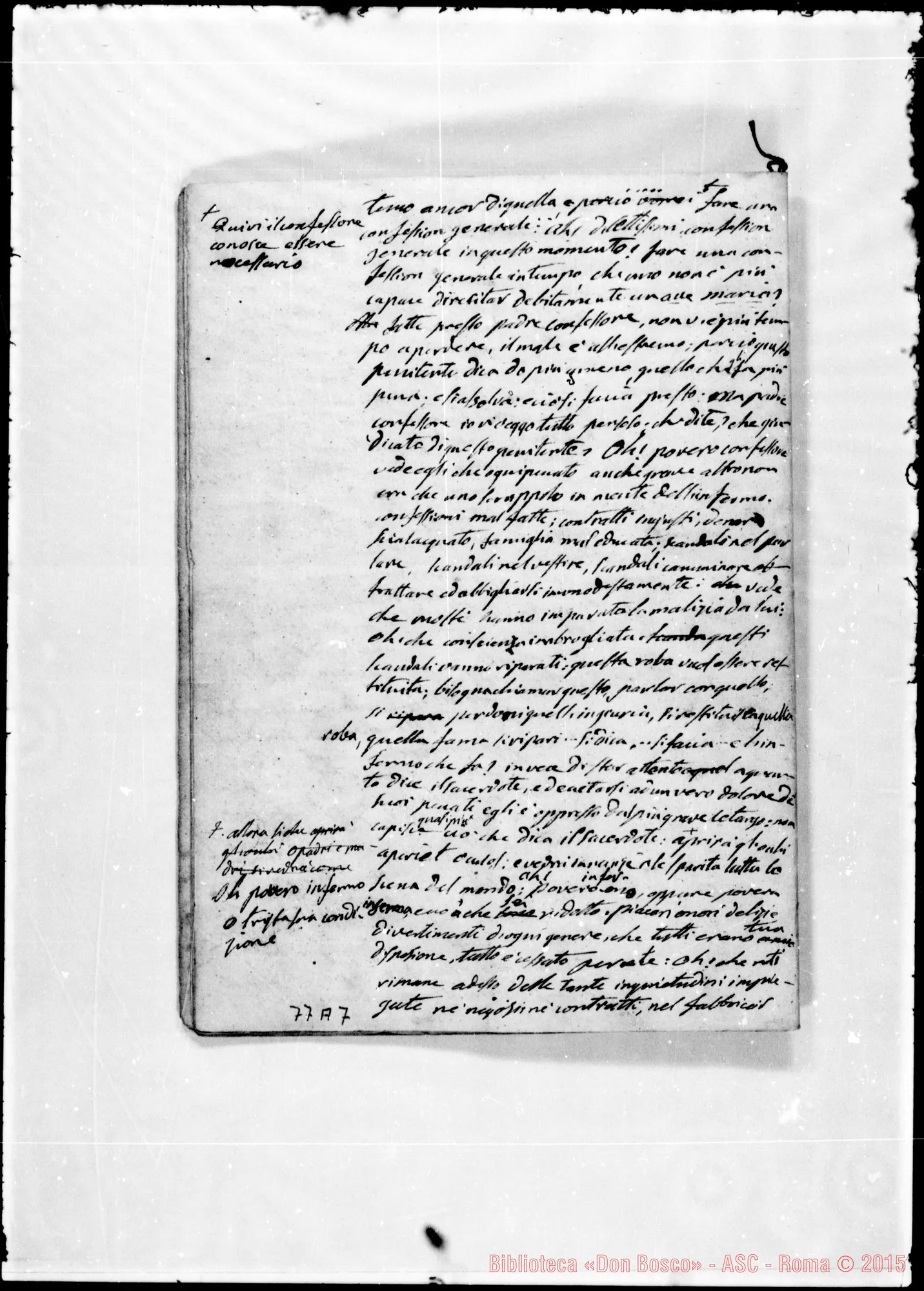 Fotogramma A 7 — «Morte del peccatore». Ms. Bosco, 1-7-1842