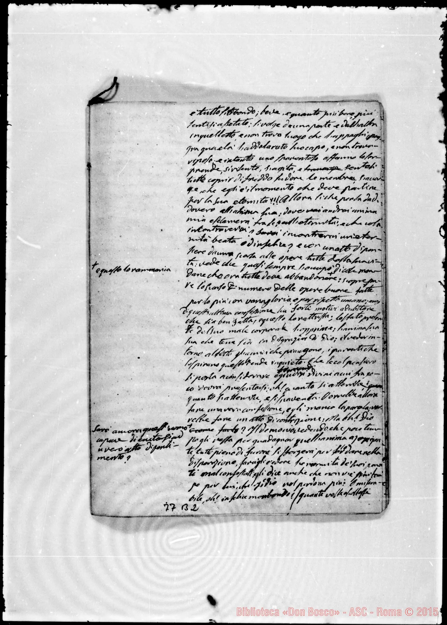 Fotogramma B 2 — «Morte del peccatore». Ms. Bosco, 1-7-1842