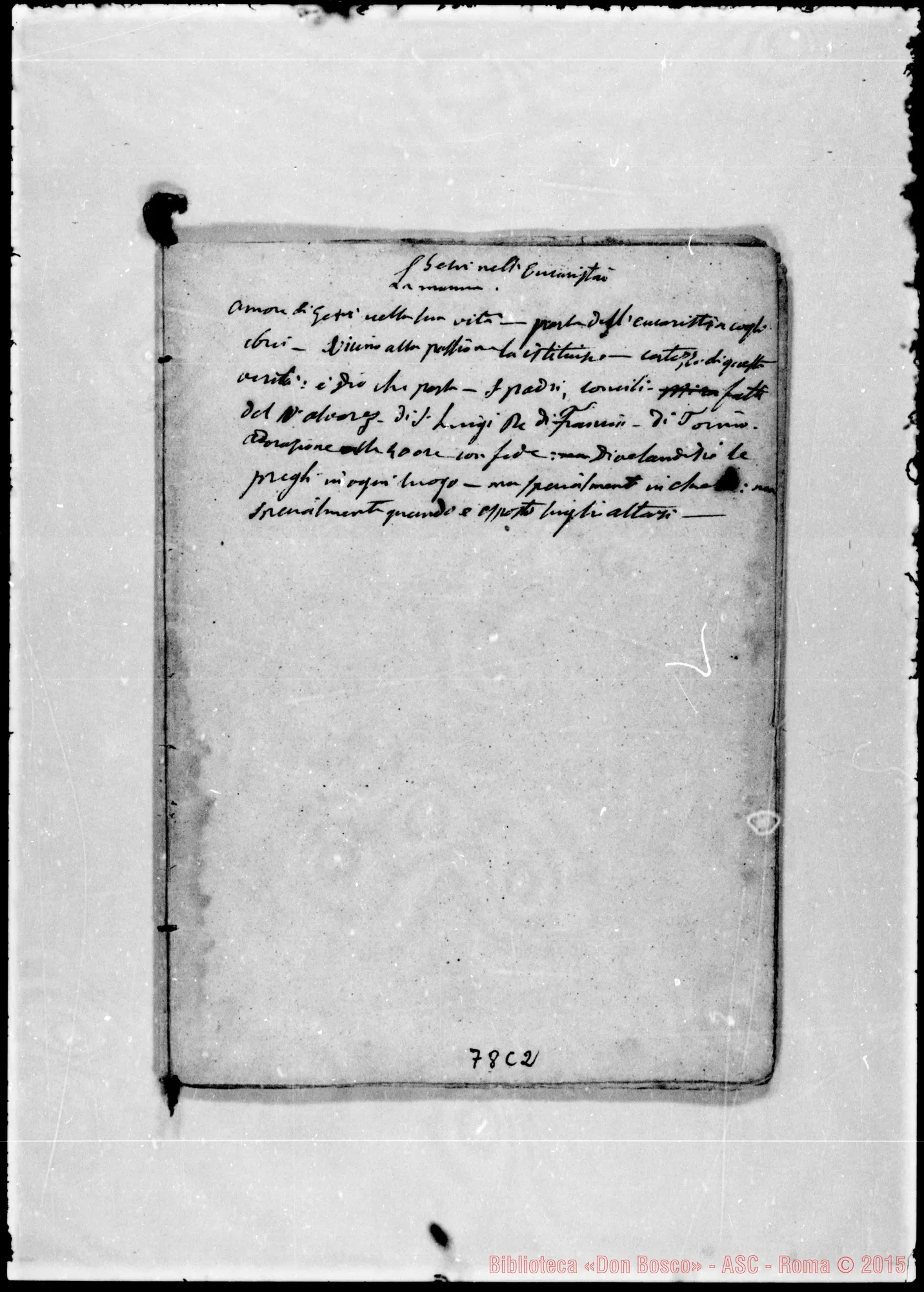 Fotogramma C 2 — «Gesù C. instituisce l’Eucaristia…» Ms. Bosco, 12-8-1842
