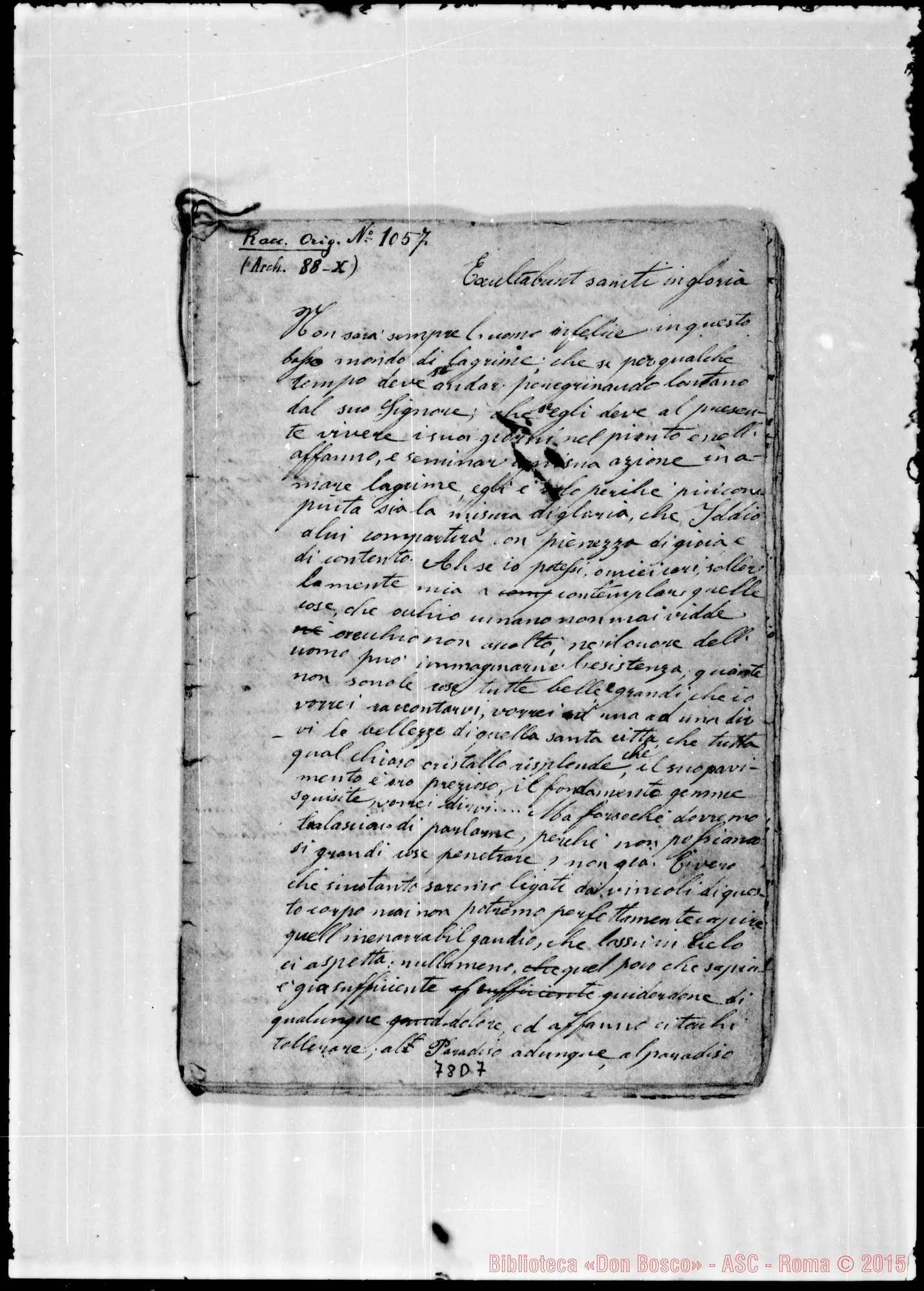 Fotogramma D 7 — «Exultabunt sancii in gloria…» Ms. Bosco, 30-6-1843