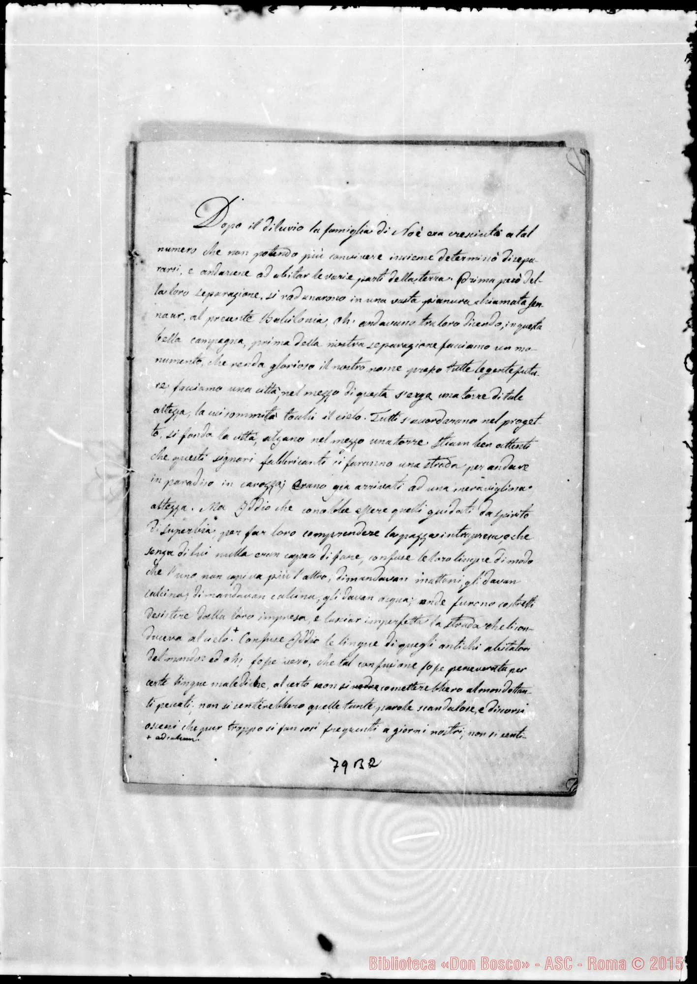 Fotogramma B 2 — «La Bestemmia». Ms.