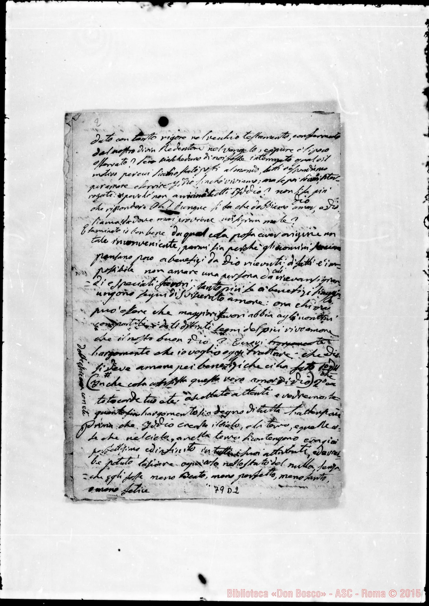 Fotogramma D 2 — «La carità: Dilige Deum tuum…» Ms. Bosco