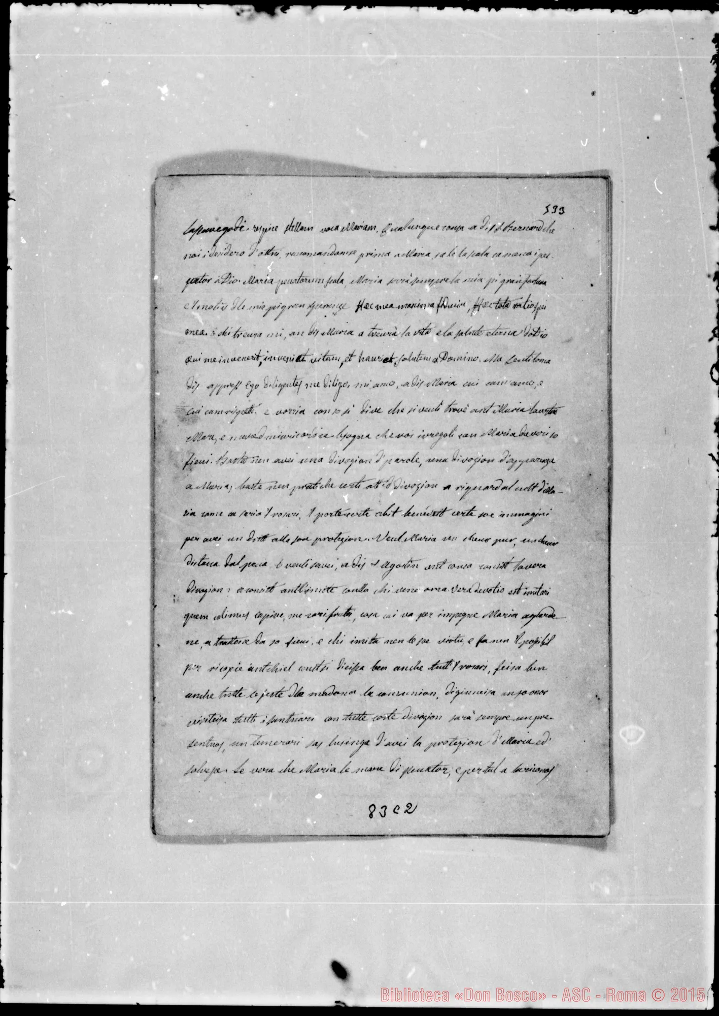 Fotogramma C 2 — «Discorso per la Natività di M. Santissima». Ms.