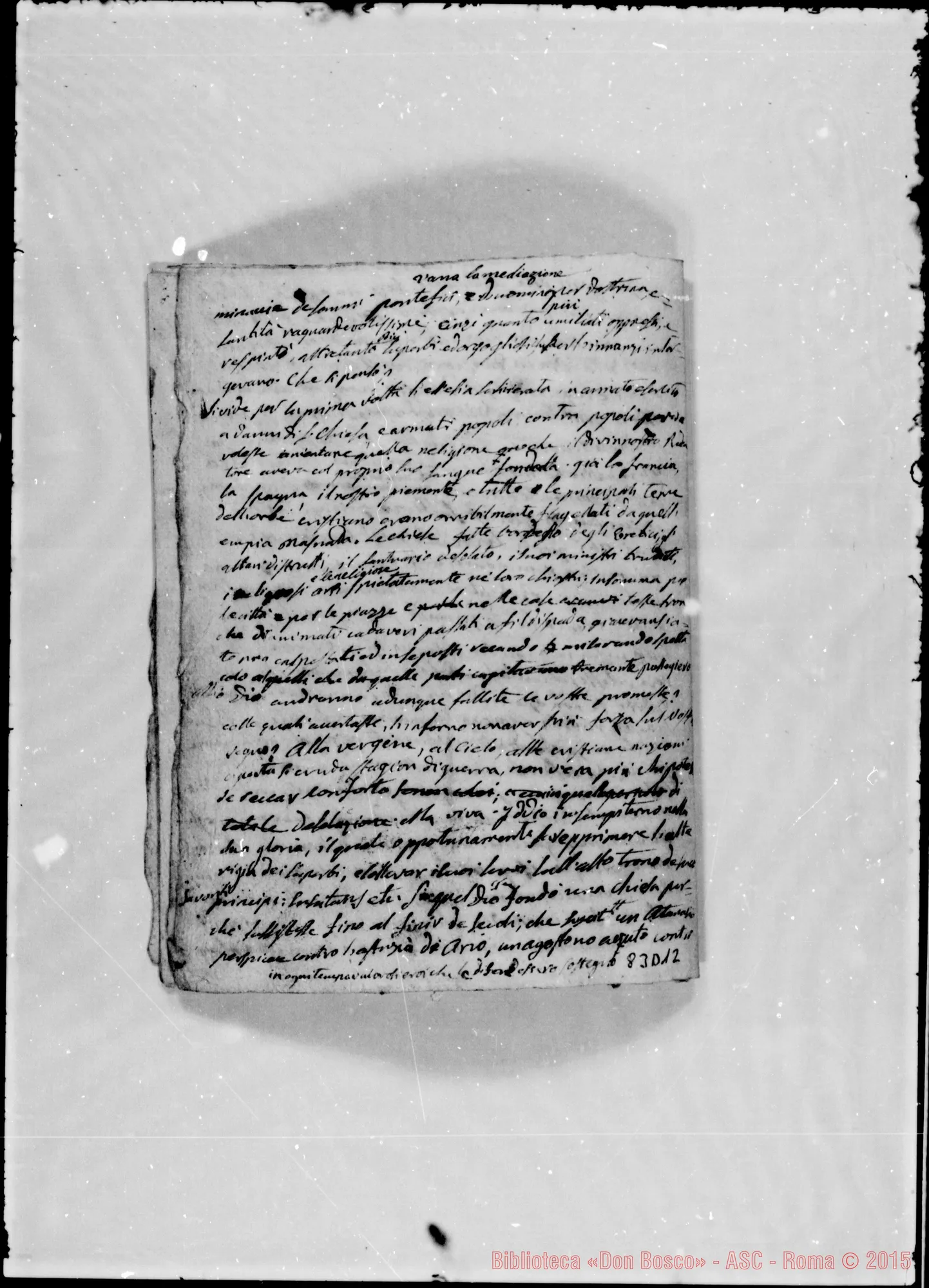 Fotogramma D 12 — «Panegirico sulla Madonna del Rosario». Ms. Bosco