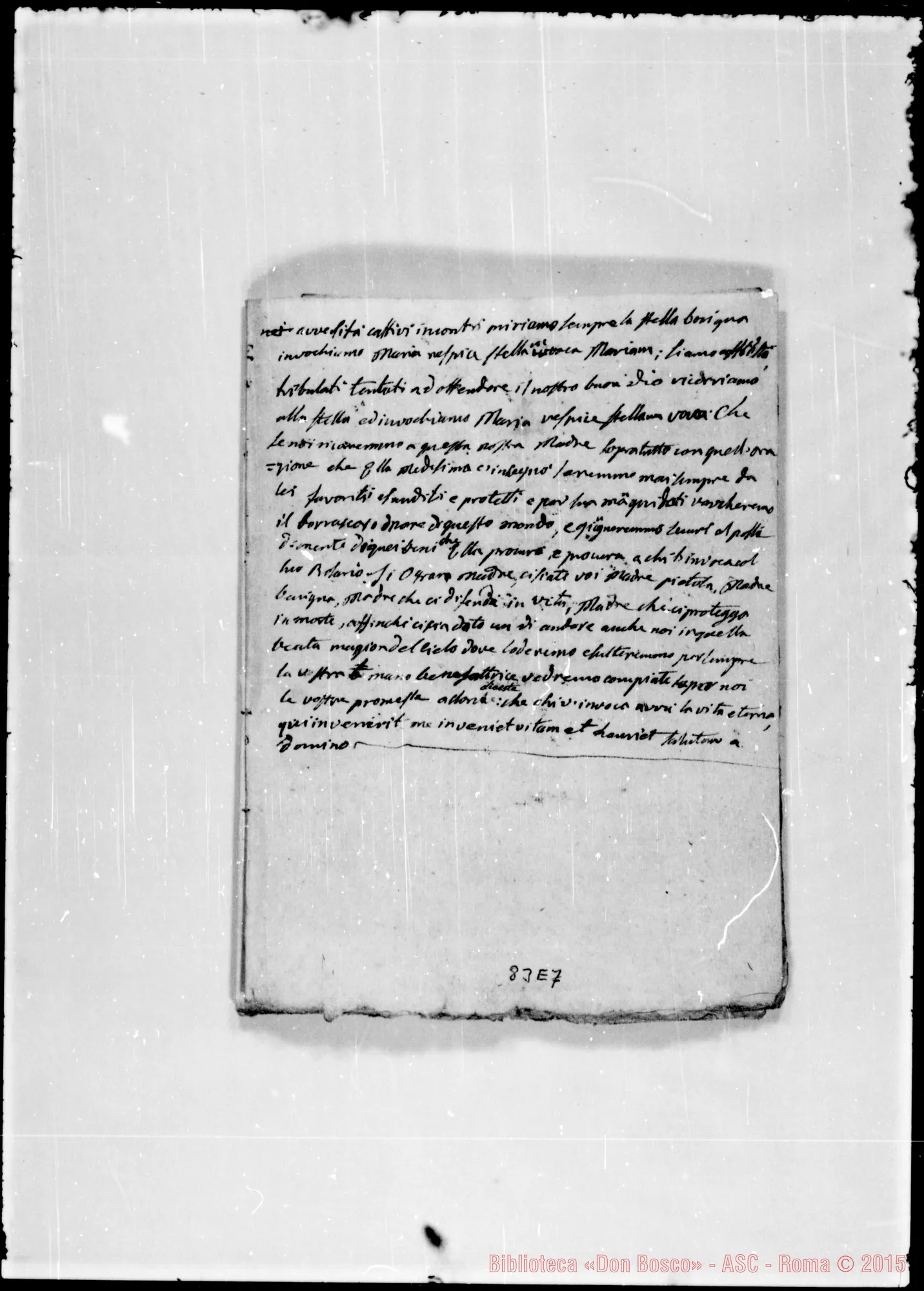 Fotogramma E 7 — «Panegirico sulla Madonna del Rosario». Ms. Bosco